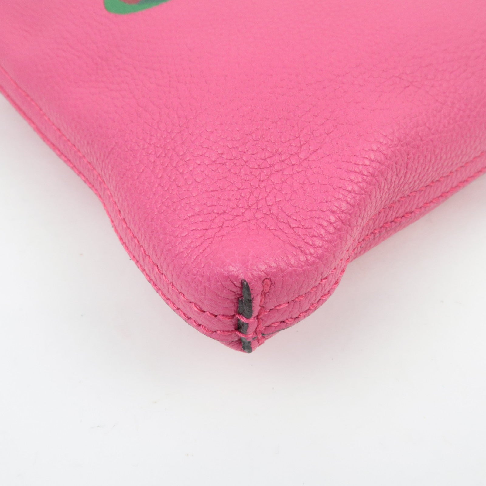 GUCCI Logo Clutch Bag Leather Pink 500981