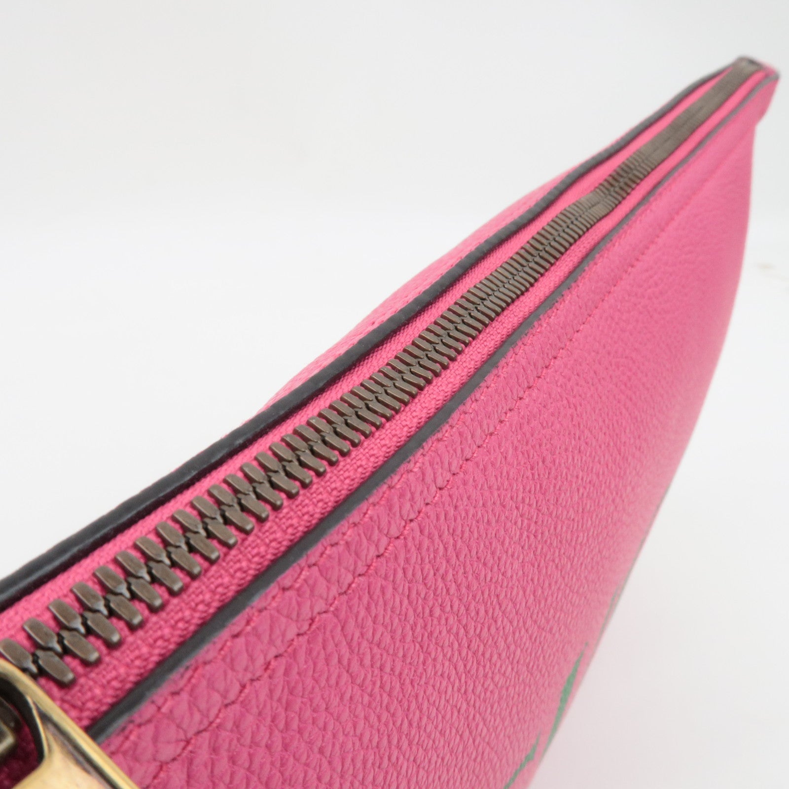GUCCI Logo Clutch Bag Leather Pink 500981
