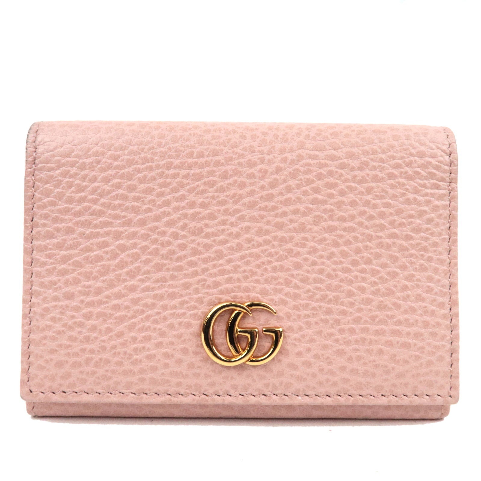 GUCCI Interlocking G Card Case Business Card Holder Leather Pink Black 474748 *Box, Dust bag75138