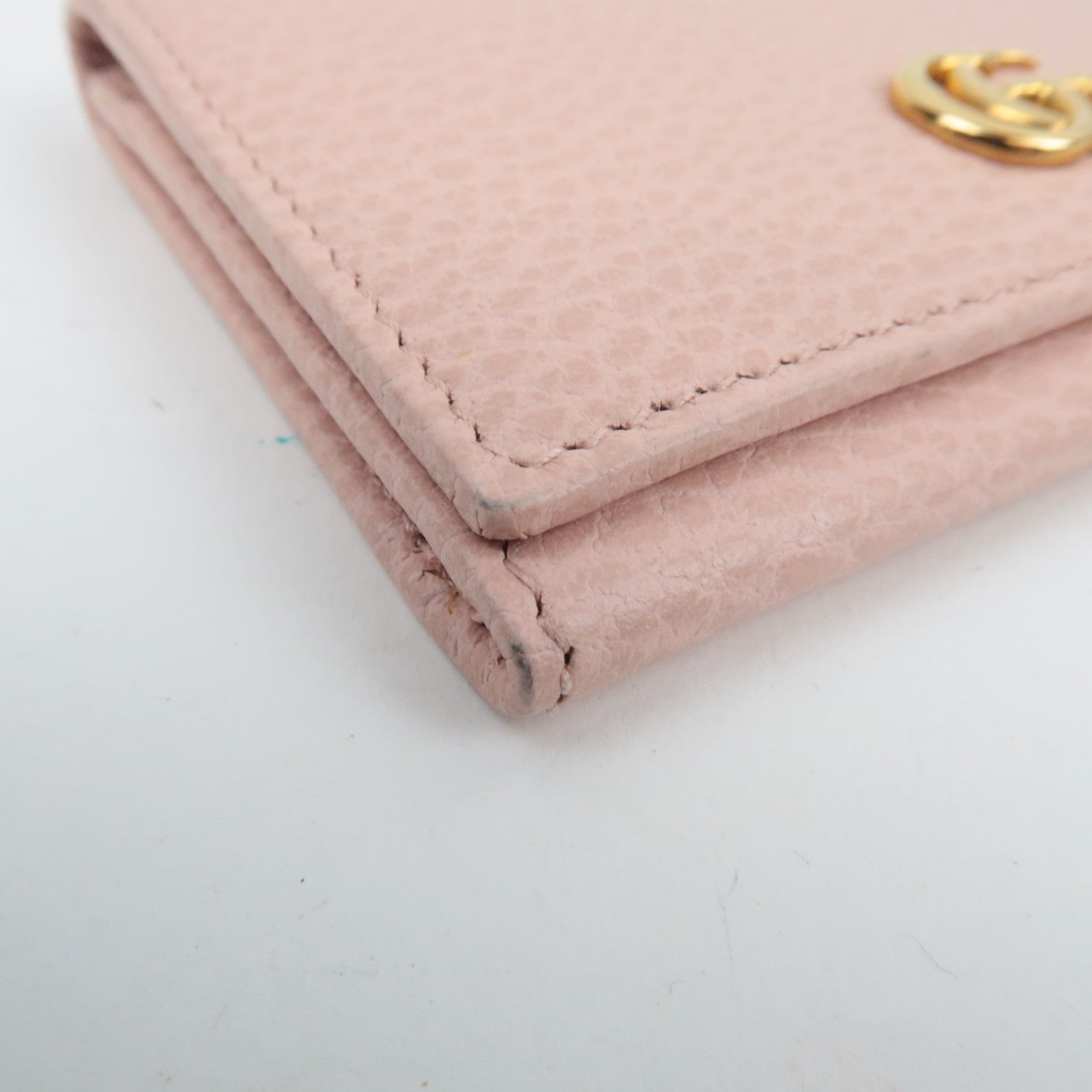 GUCCI Interlocking G Card Case Business Card Holder Leather Pink Black 474748 *Box, Dust bag