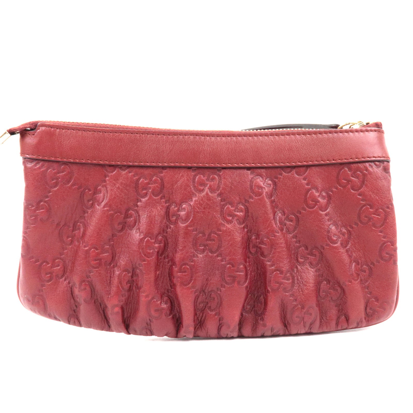GUCCI Guccissima Cosmetic Pouch Leather Red 212203