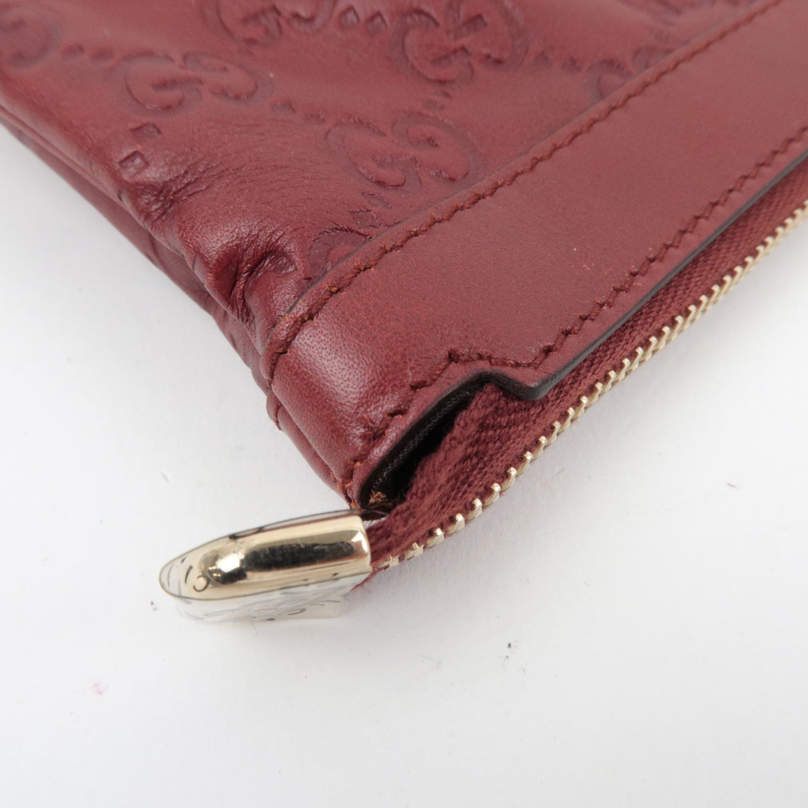 GUCCI Guccissima Cosmetic Pouch Leather Red 212203