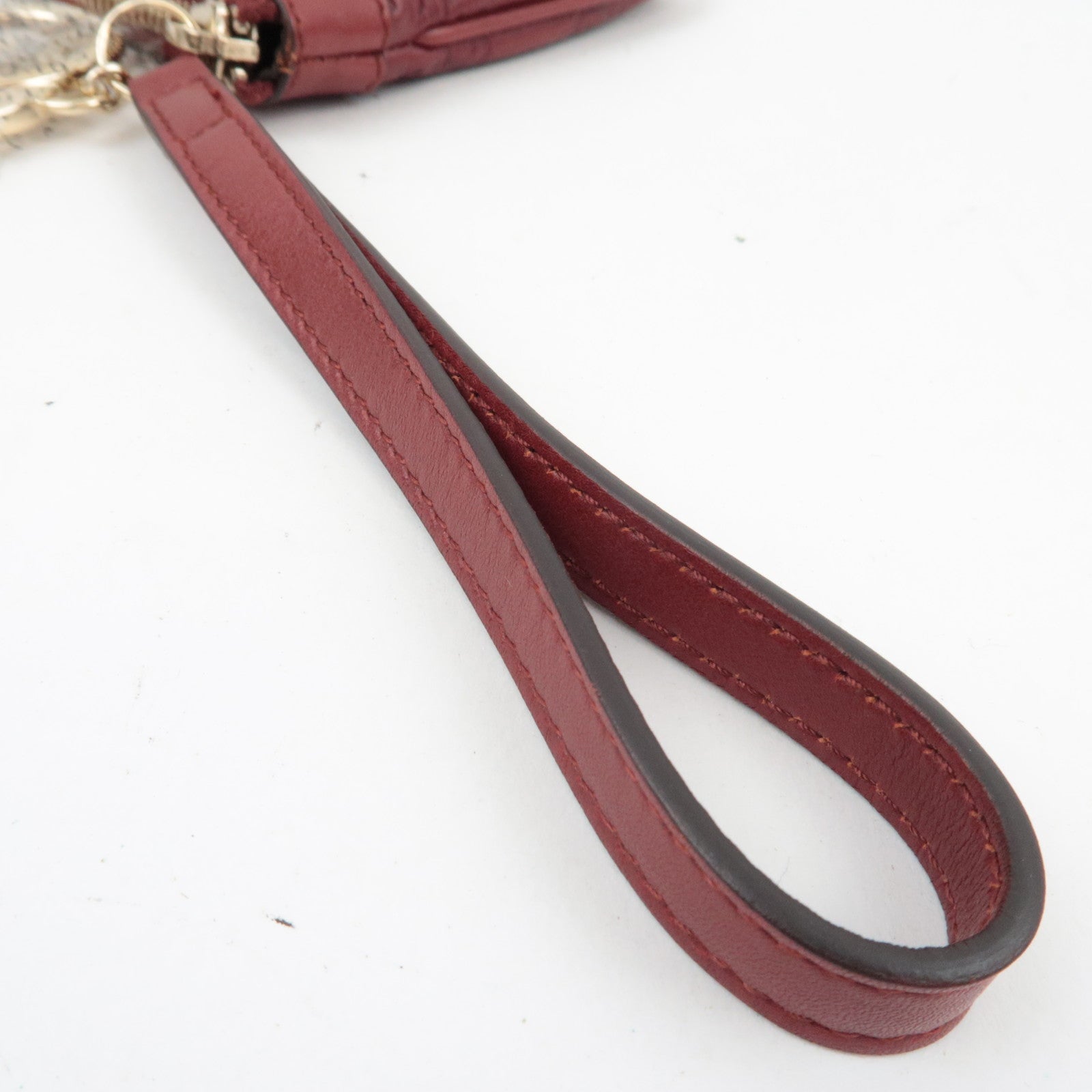 GUCCI Guccissima Cosmetic Pouch Leather Red 212203