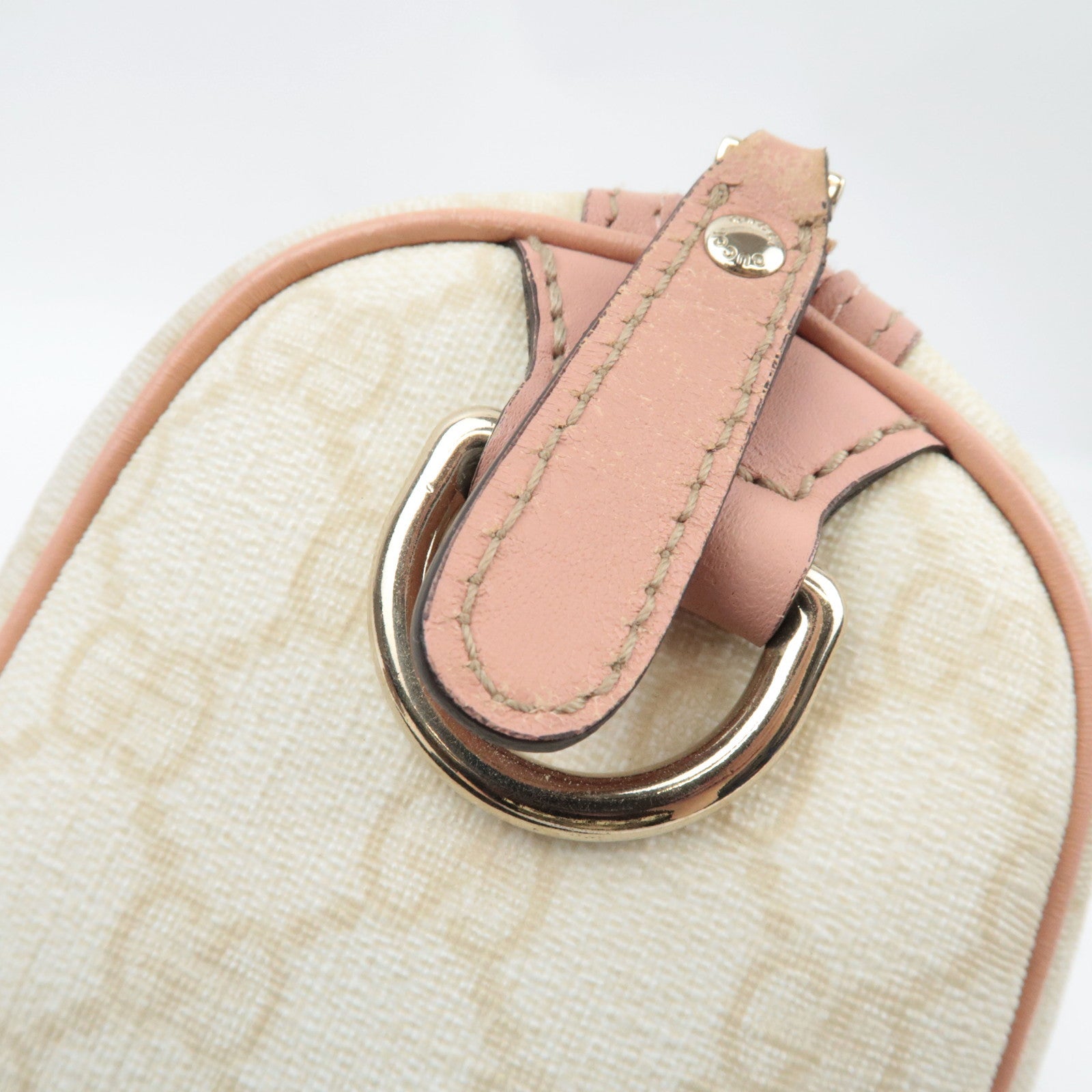 GUCCI Joyline Mini Boston Handtas GG Supreme Leer Ivoor Roze 190257 *Stofzak