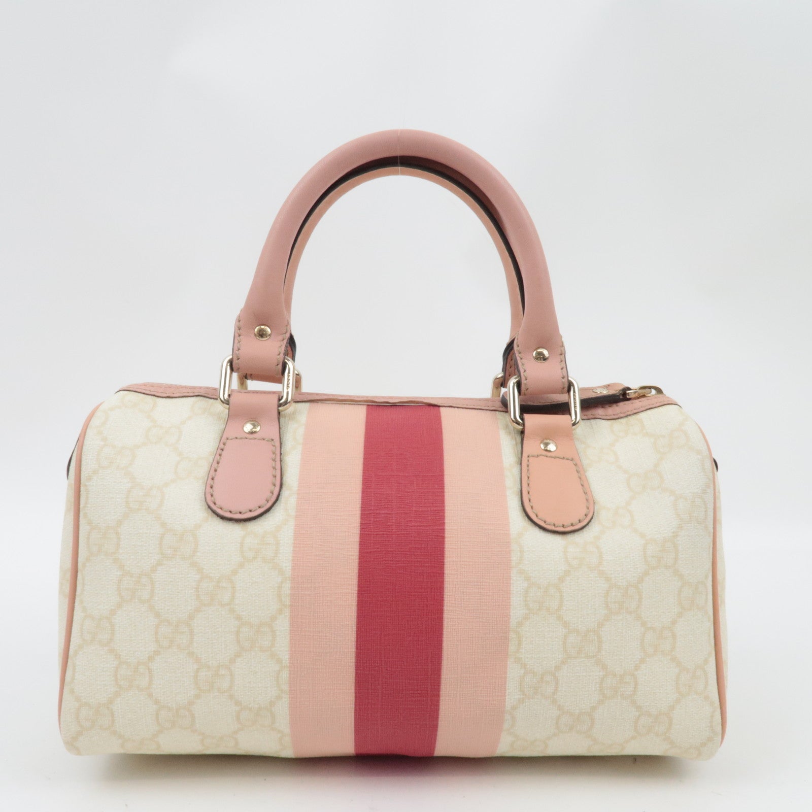 GUCCI Joyline Mini Boston Handbag GG Supreme Leather Ivory Pink 190257 *Dust bag