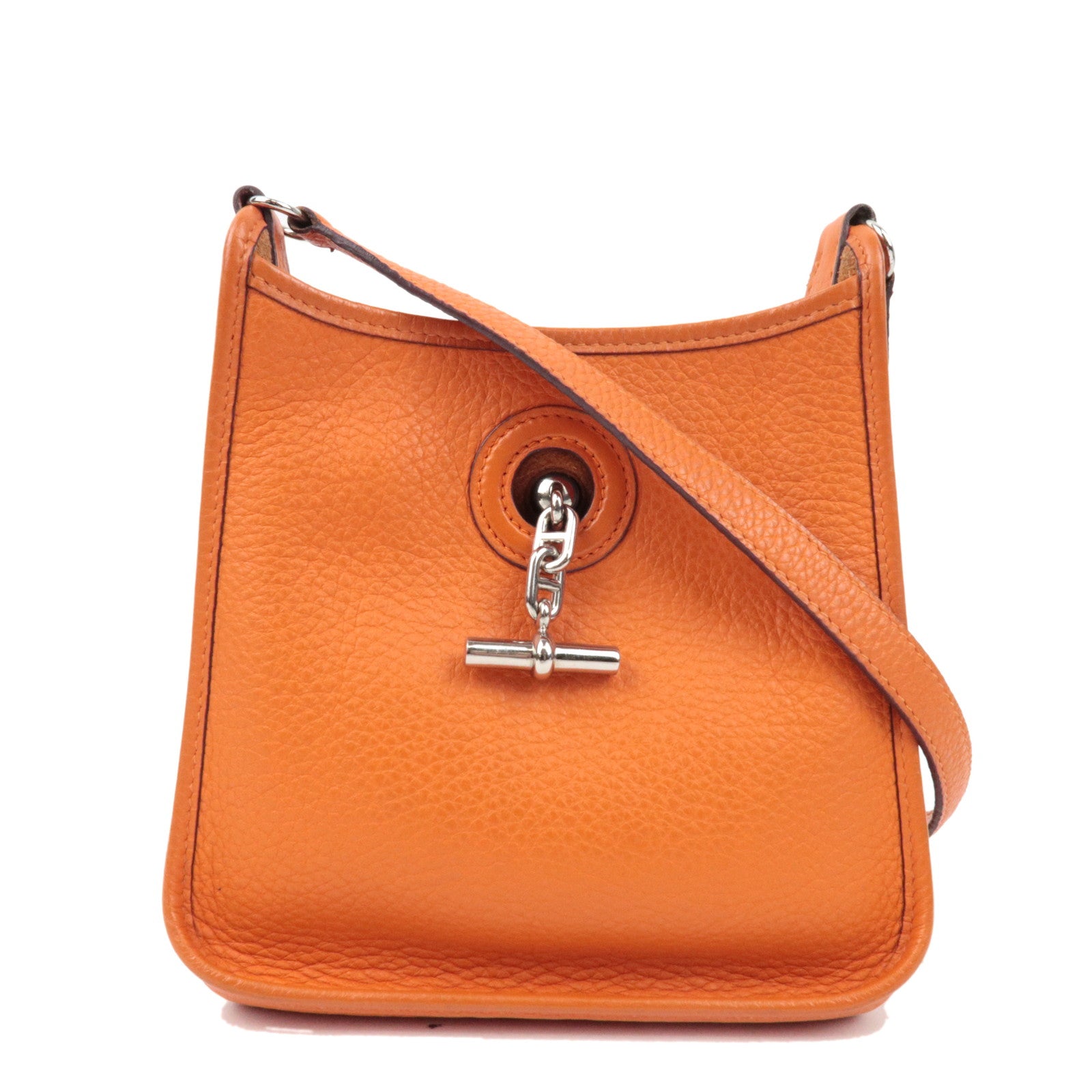 HERMES Vespa TPM Shoulder Bag Taurillon Clemence Orange *H Stamp (2004) 75158