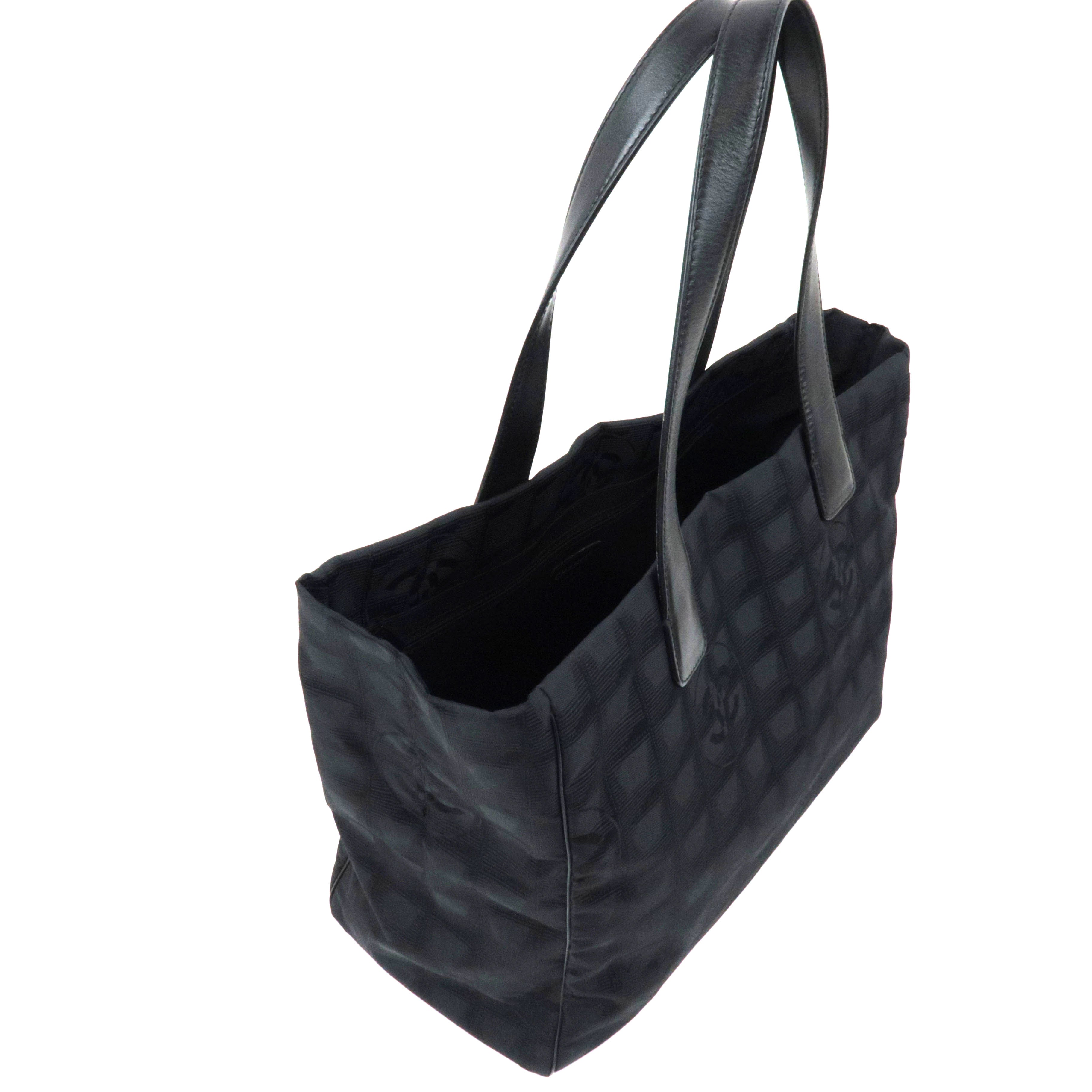 CHANEL New Travel Line Tote MM Nylon Jacquard Leather Black A15991 7762107