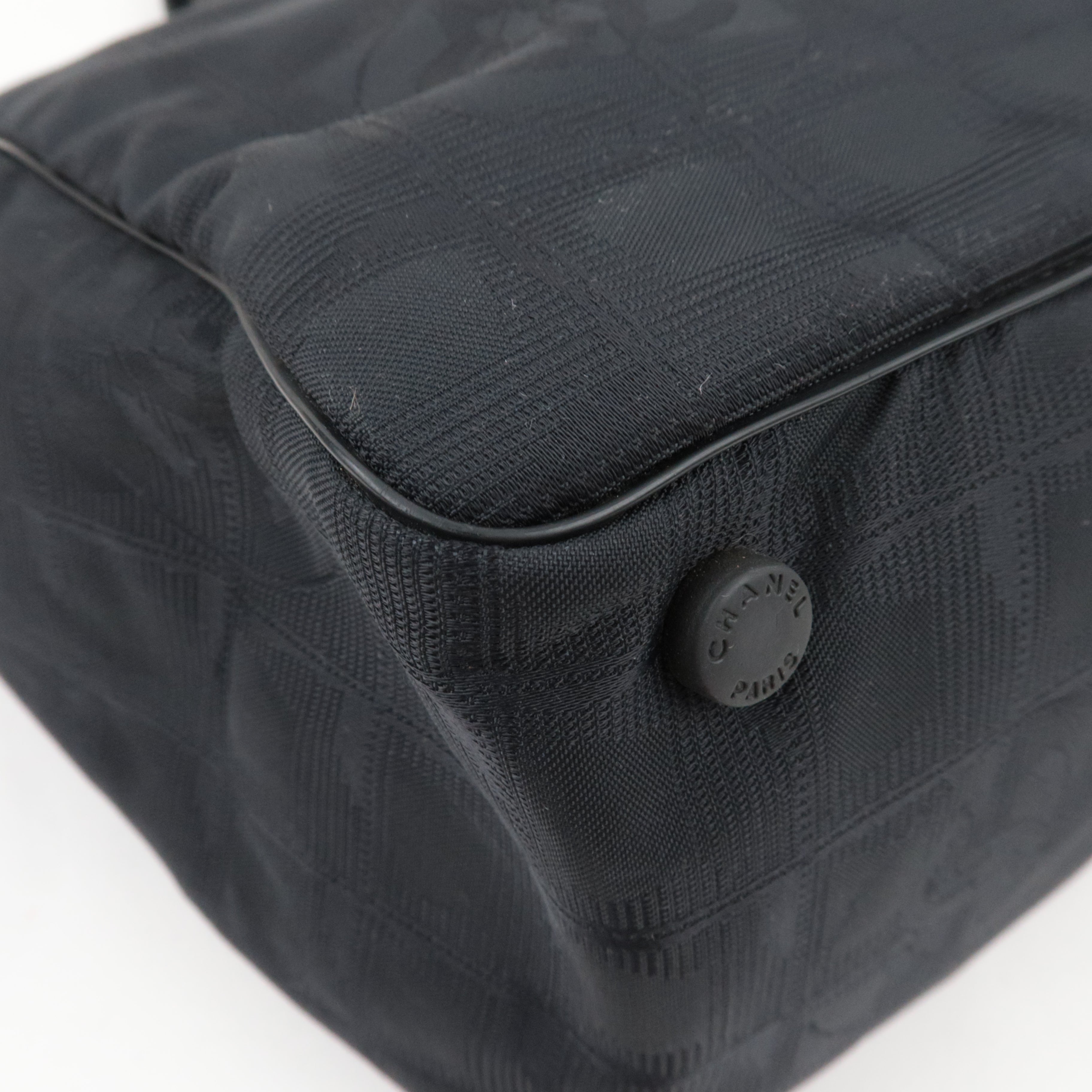 CHANEL New Travel Line Tote MM Nylon Jacquard Leather Black A15991 7762107