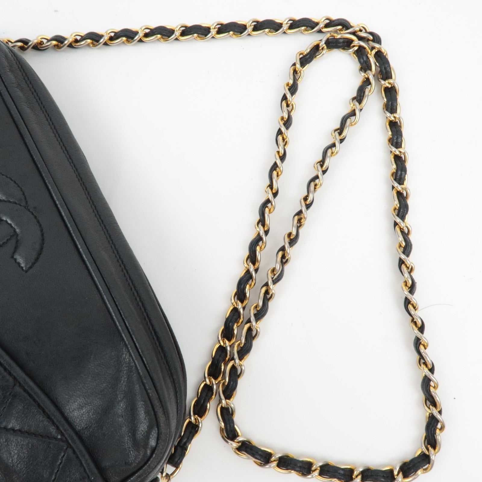 CHANEL Tassel Matelasse Chain Shoulder Bag Lambskin Black 0866733