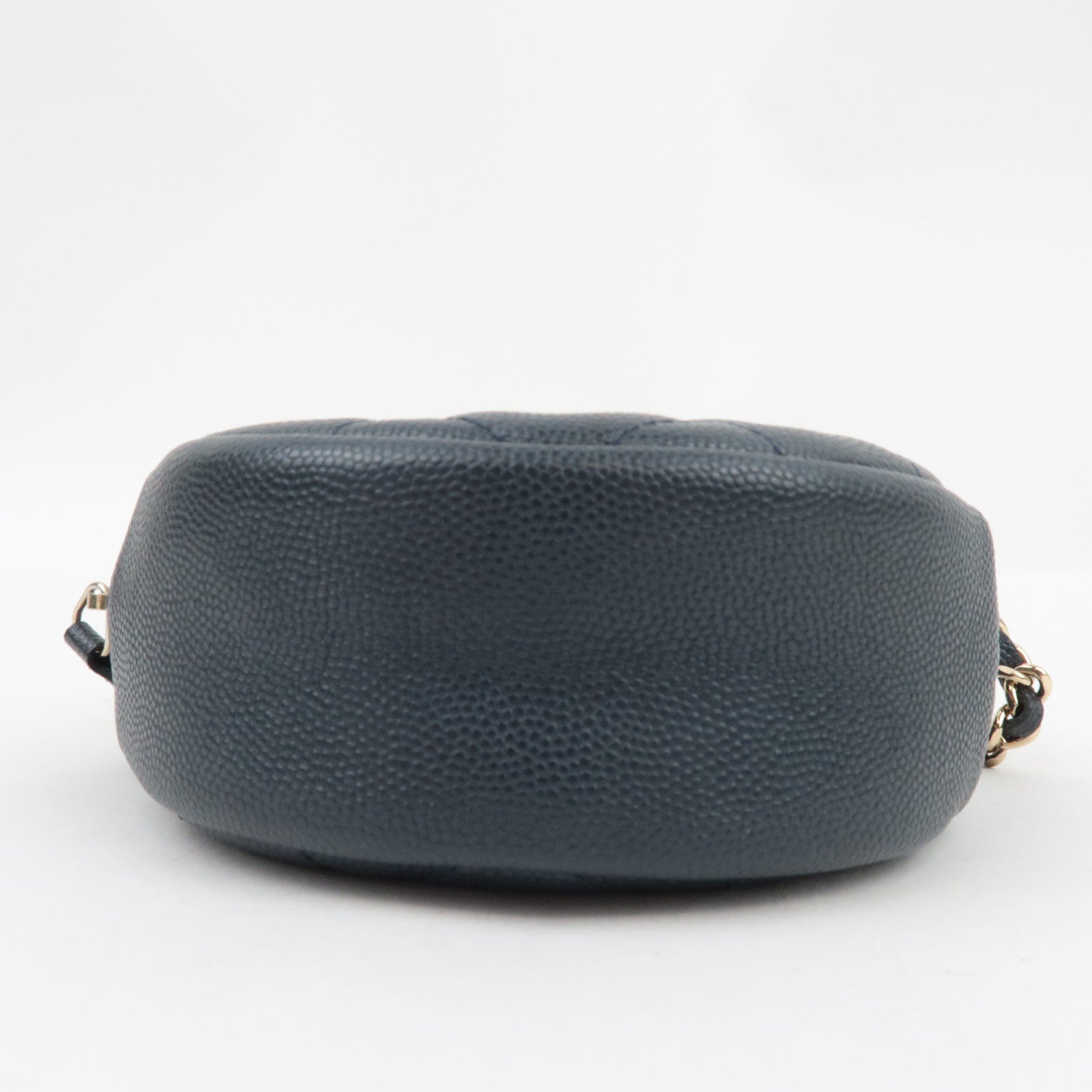 CHANEL Round Chain Shoulder Bag Caviar Skin Navy 26530997