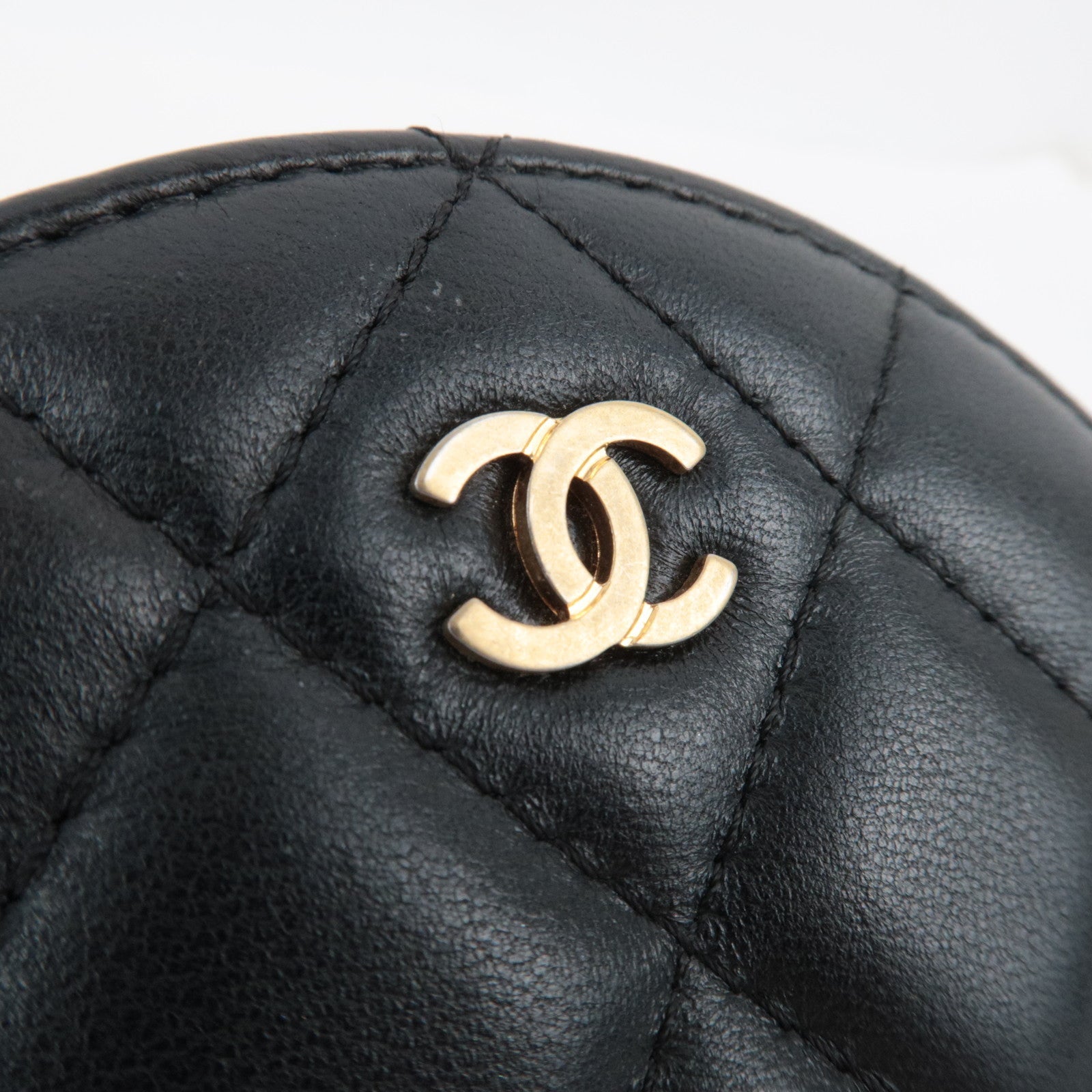 CHANEL Matelasse Round Chain Shoulder Bag Lambskin Black 27836776 *G card