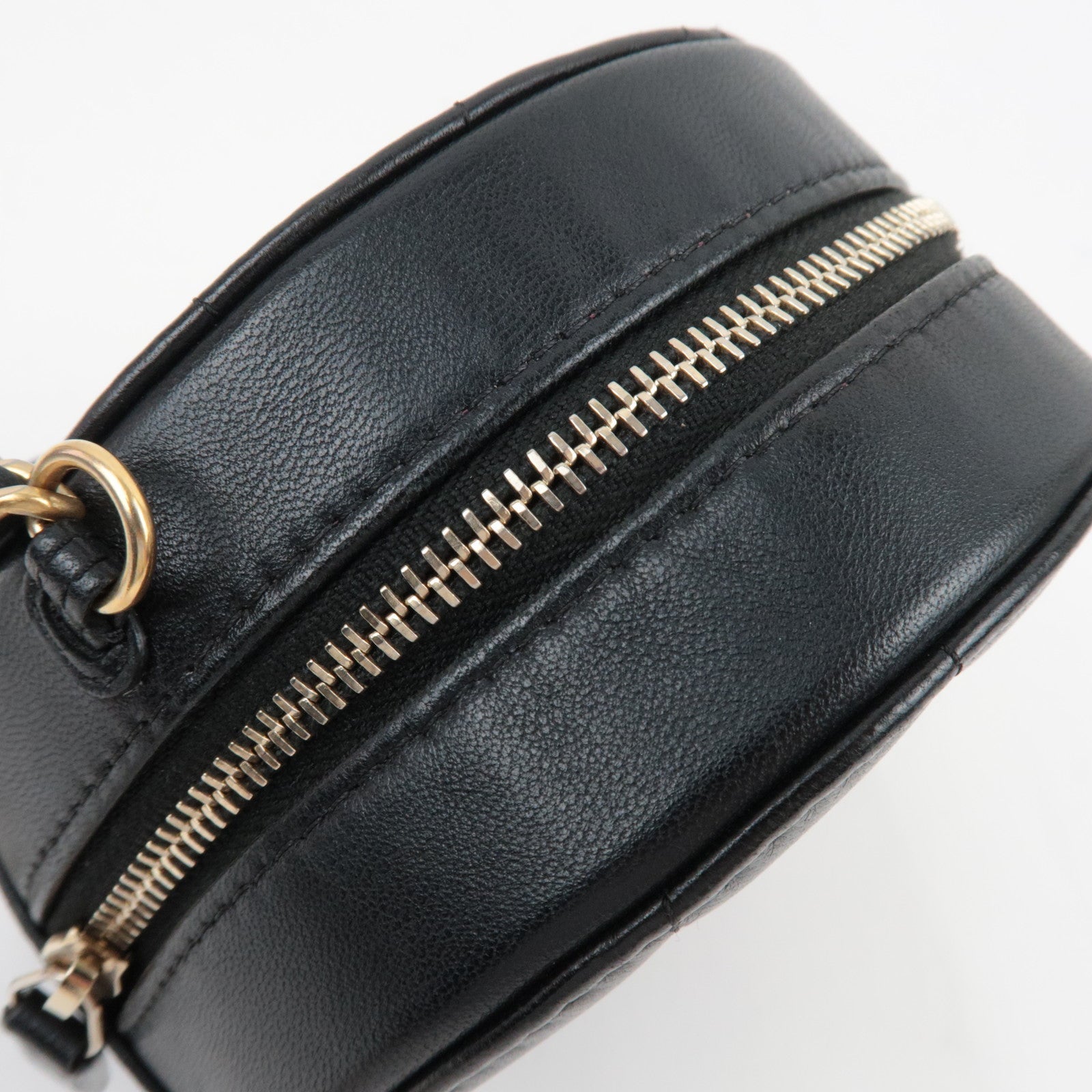 CHANEL Matelasse Round Chain Shoulder Bag Lambskin Black 27836776 *G card