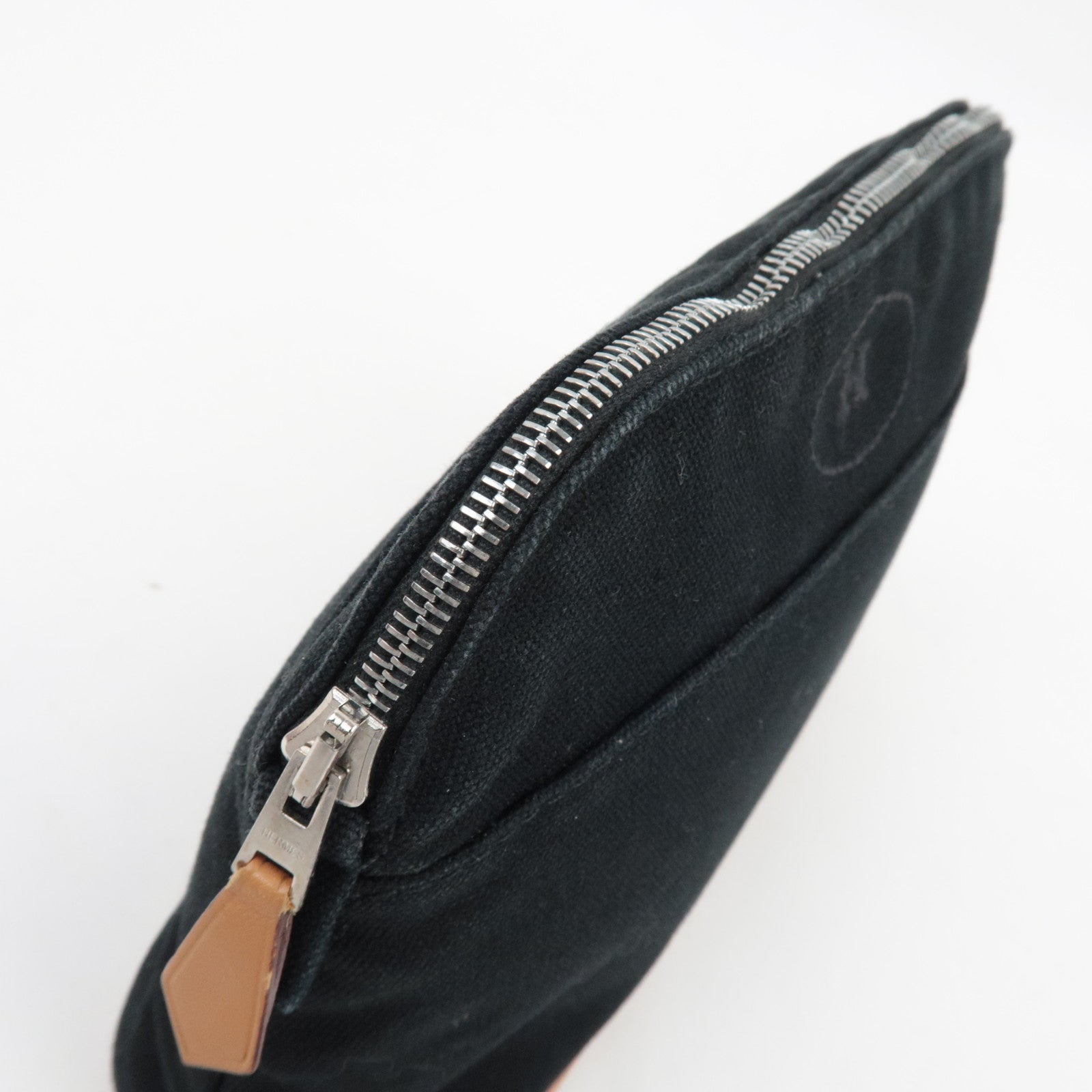 HERMES Bolide Pouch Mini 20 Cosmetic Pouch Canvas Leather Black
