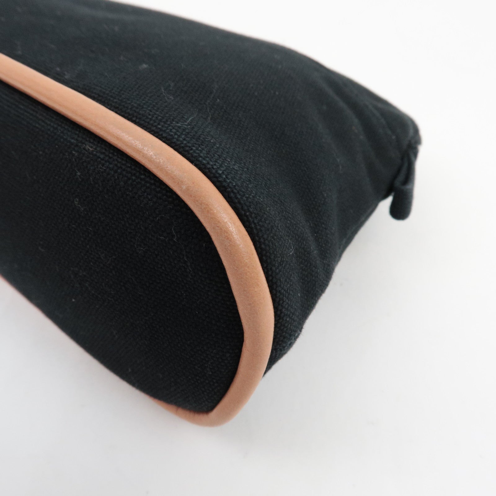 HERMES Bolide Pouch Mini 20 Cosmetic Pouch Canvas Leather Black
