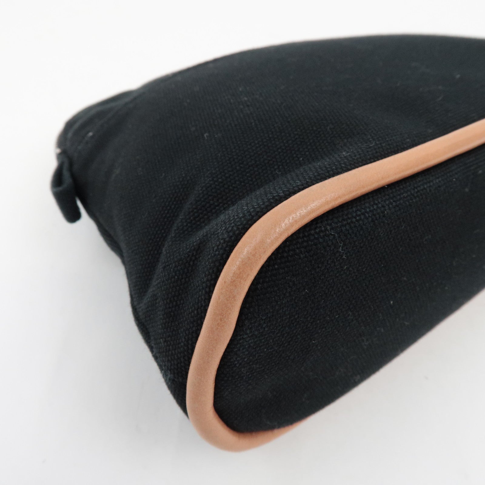 HERMES Bolide Pouch Mini 20 Cosmetic Pouch Canvas Leather Black