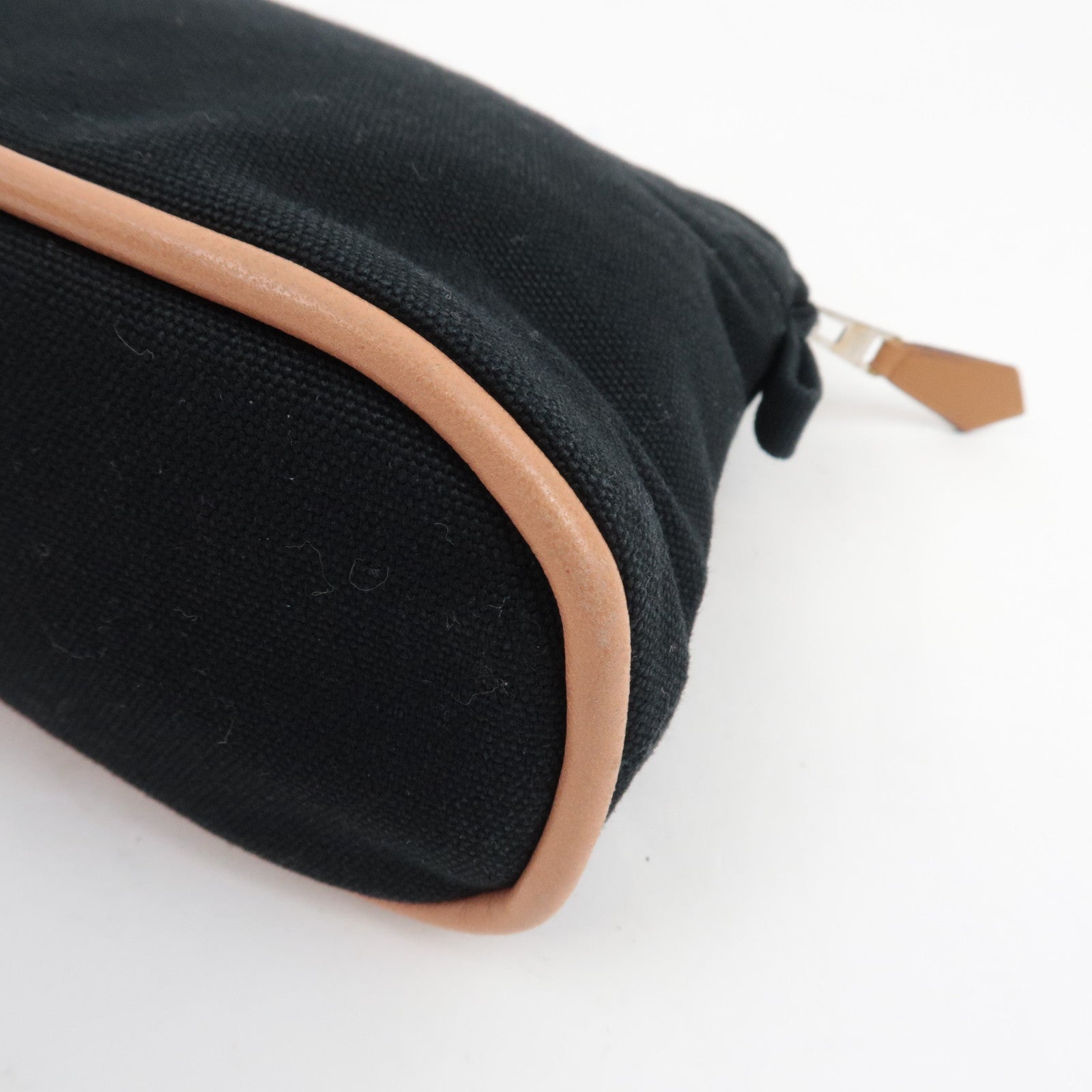 HERMES Bolide Pouch Mini 20 Cosmetic Pouch Canvas Leather Black