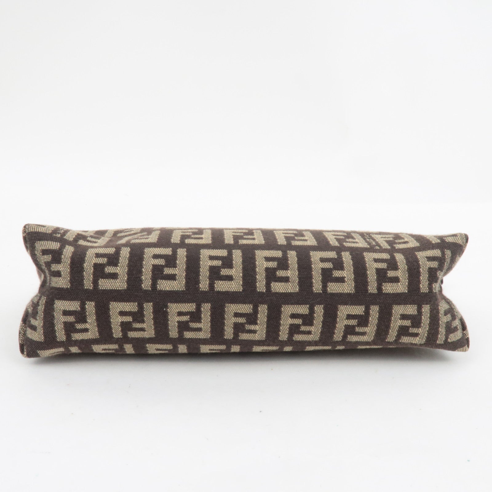 FENDI Zucchino Mini Pouch Canvas Leather Beige Brown 7N0037