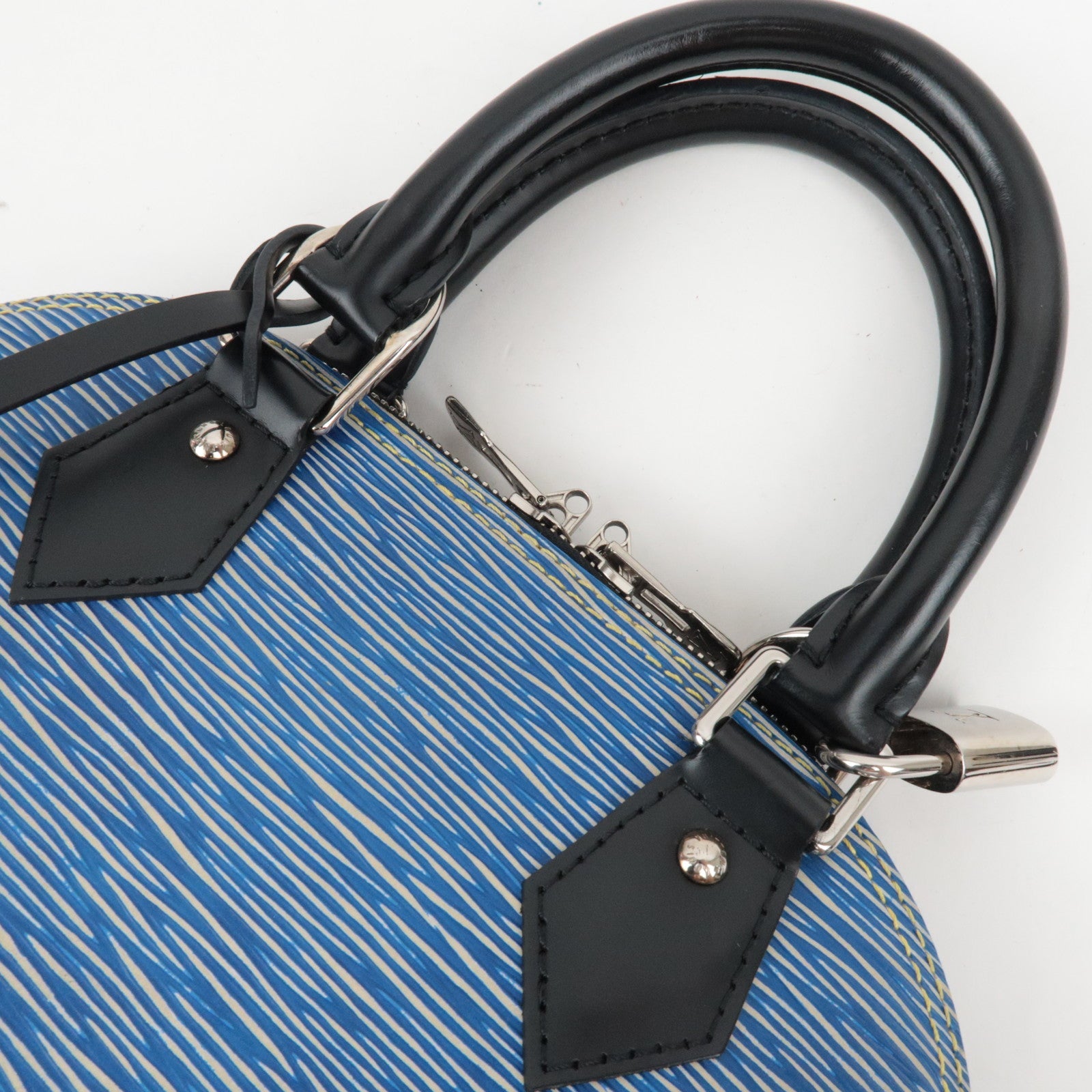 Louis Vuitton Epi Denim Alma BB 2way bag Denim Blue M41437 SN0158 *Strap, Key Lock, clochette