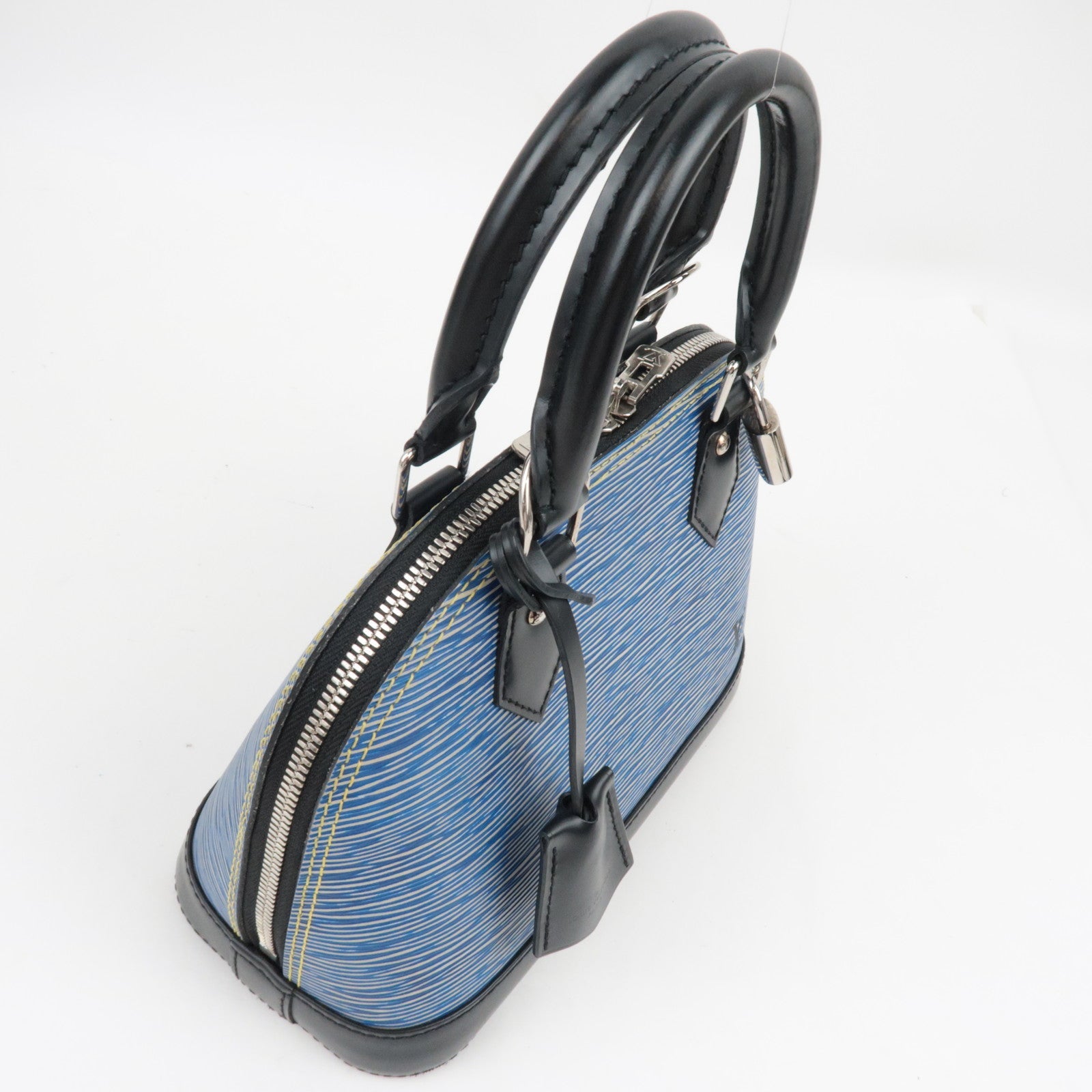 Louis Vuitton Epi Denim Alma BB 2way bag Denim Blue M41437 SN0158 *Strap, Key Lock, clochette