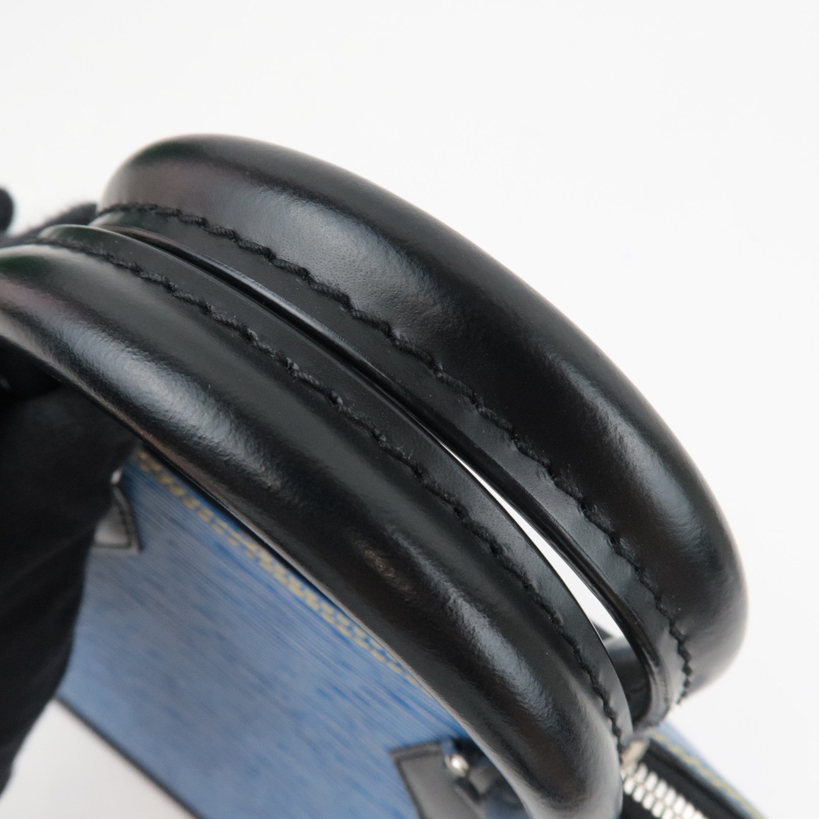 Louis Vuitton Epi Denim Alma PM Handbag Denim Blue M51052 SD0146 Key Lock, Clochette