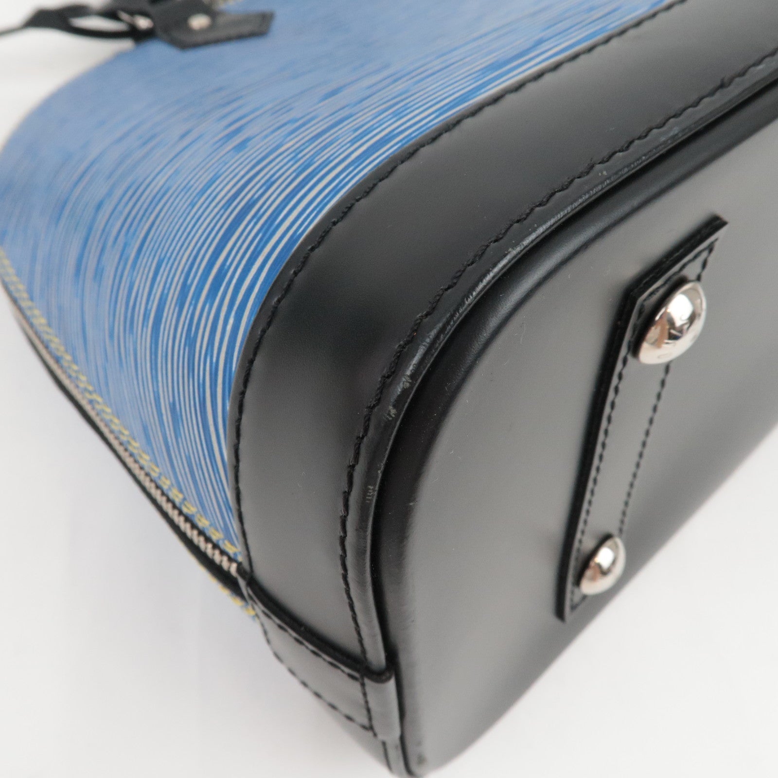 Louis Vuitton Epi Denim Alma PM Handbag Denim Blue M51052 SD0146 Key Lock, Clochette