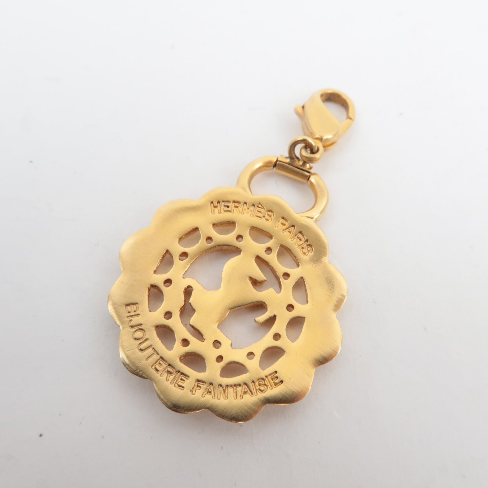 HERMES Horse Charm Pendant Top Gold Color *Box