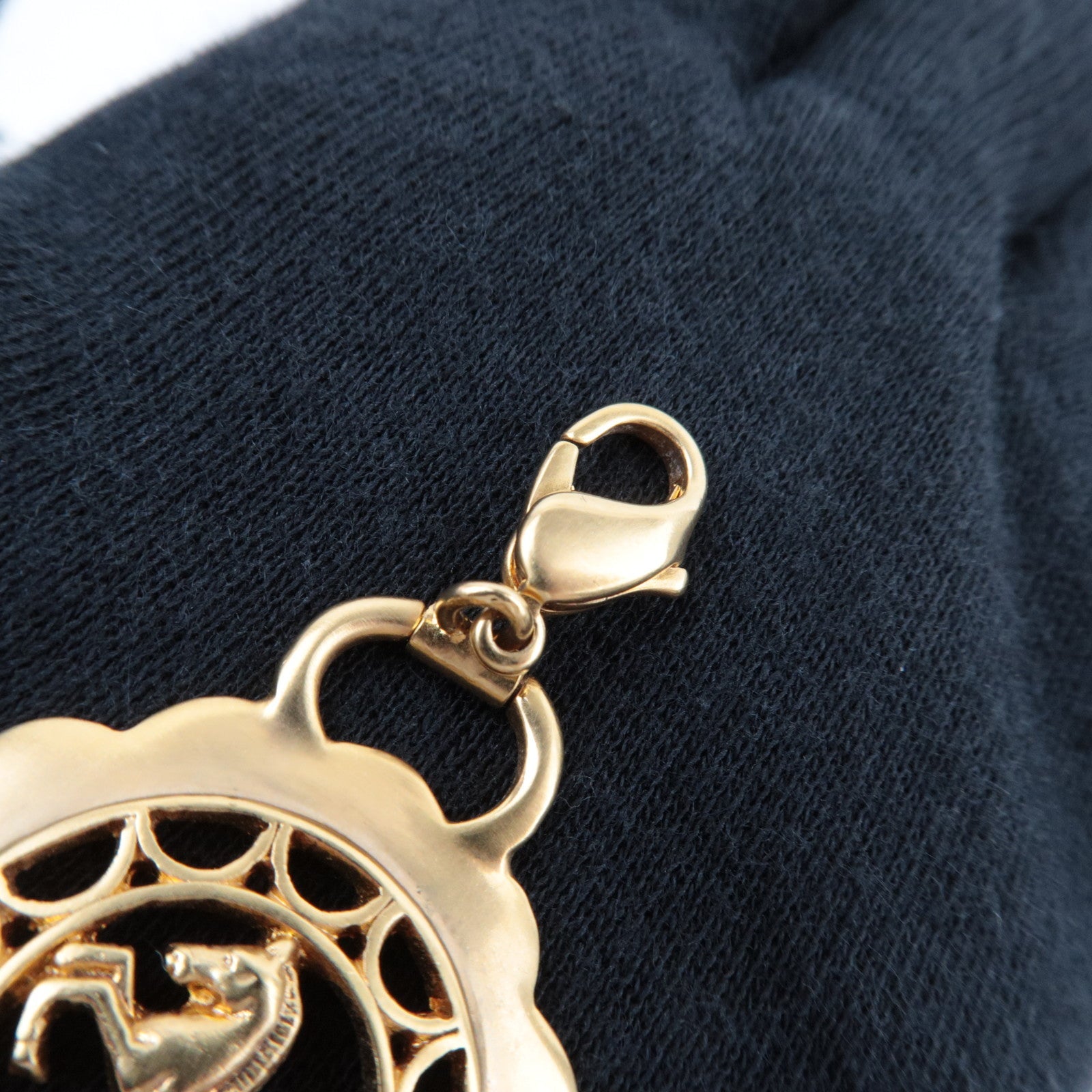 HERMES Horse Charm Pendant Top Gold Color *Box