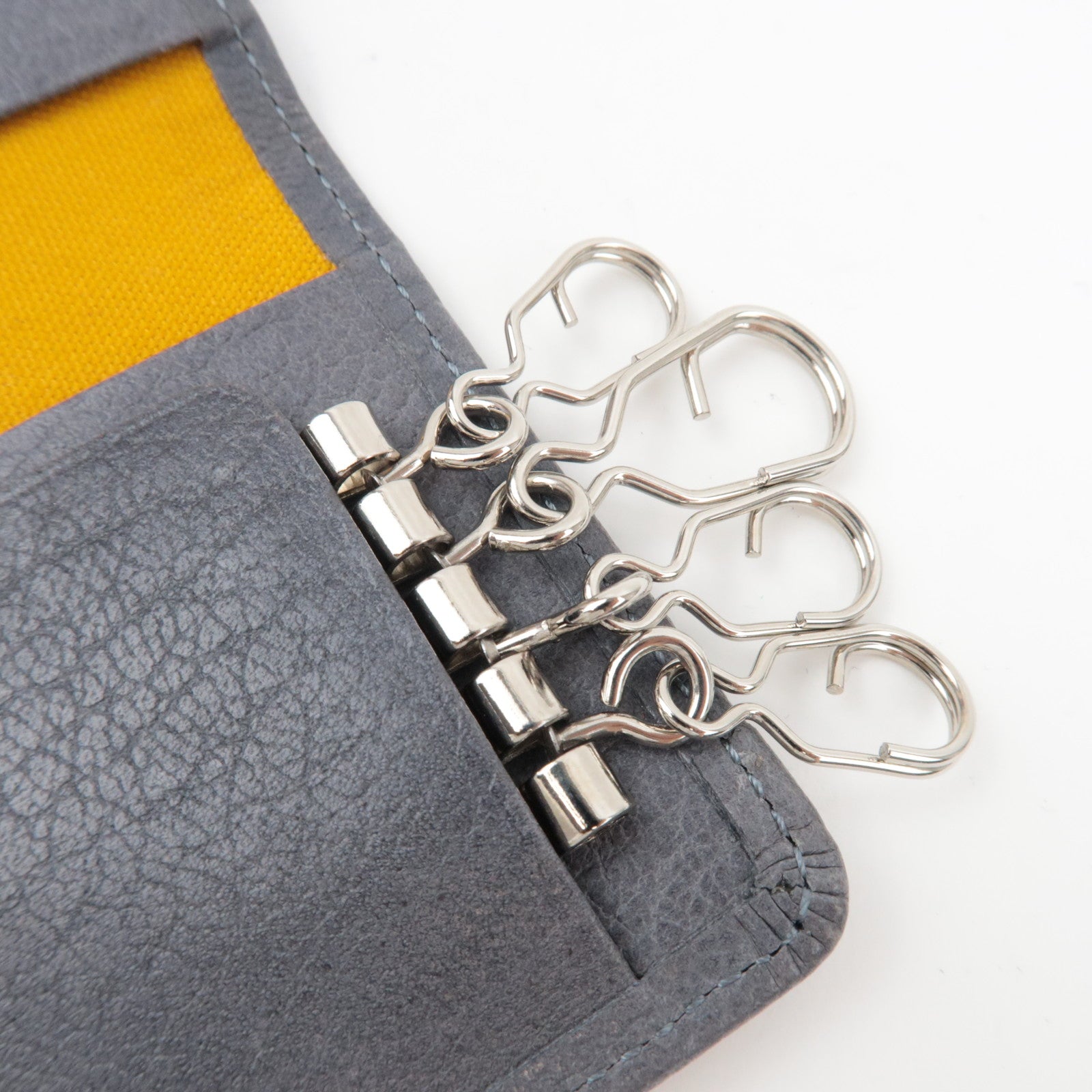 Vivienne Westwood Plaid Pattern Canvas Leather Key Case Grey Multicolor