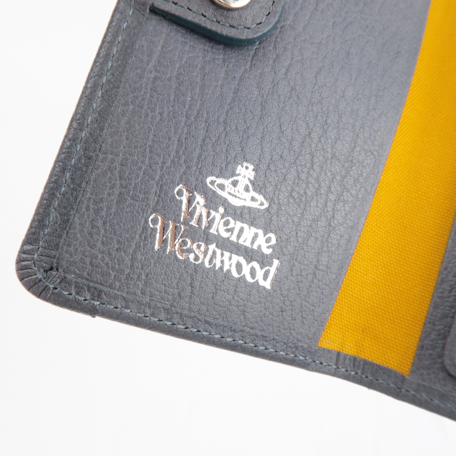 Vivienne Westwood Plaid Pattern Canvas Leather Key Case Grey Multicolor