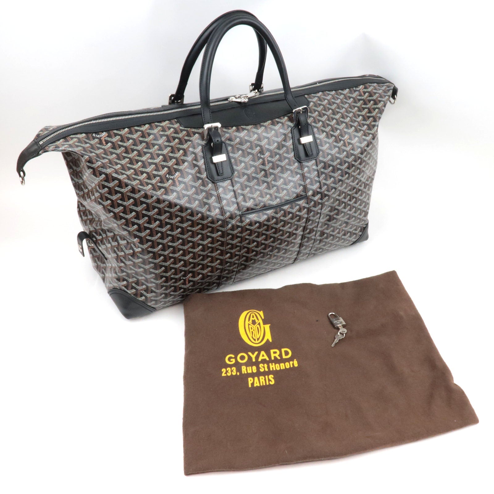 Goyard Herringbone Boeing 55 Travel Bag PVC Leather Black *Dust bag, Key Lock