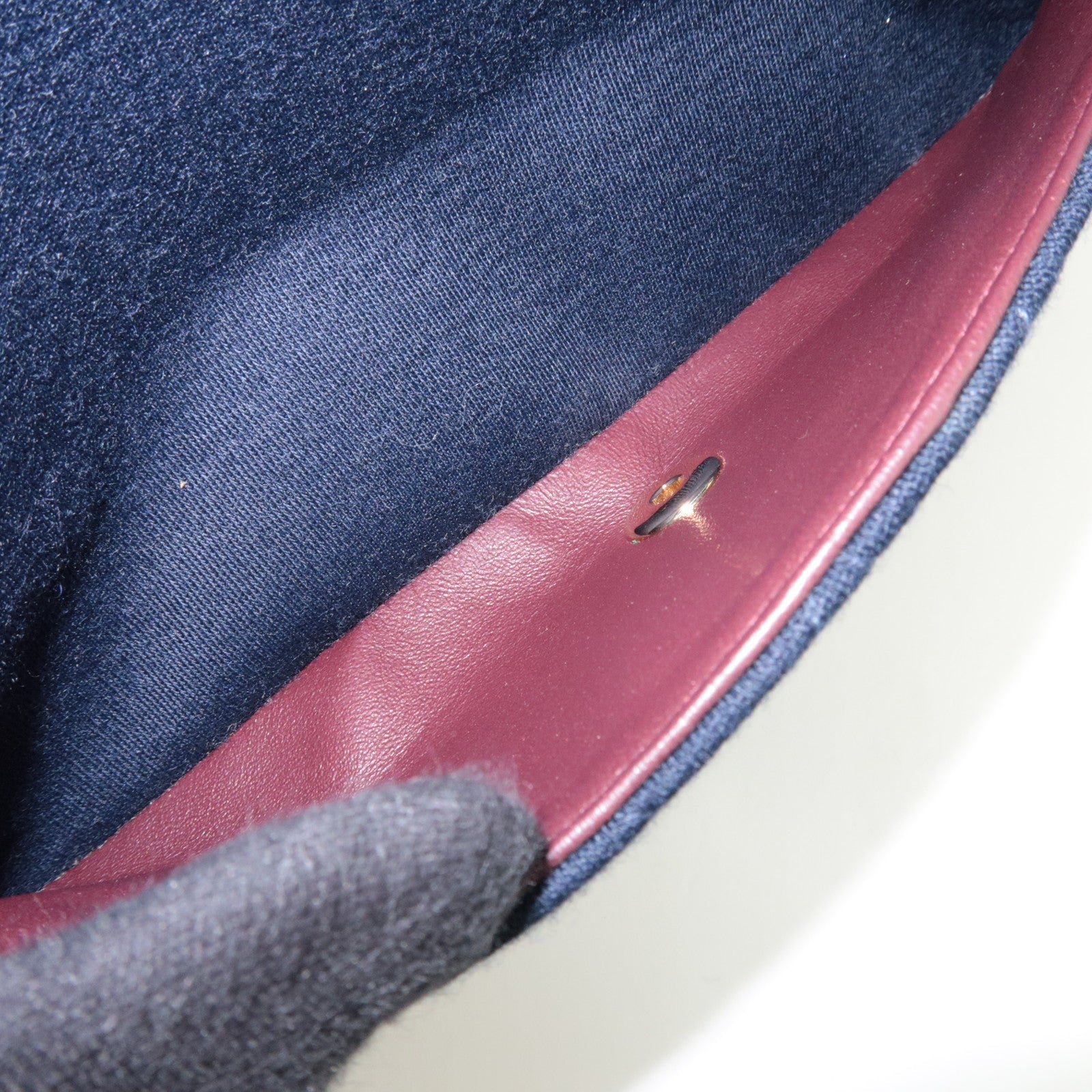 CHANEL Matelasse 25 Double Flap Chain Shoulder Bag Cotton Navy Gold HDW 7129052