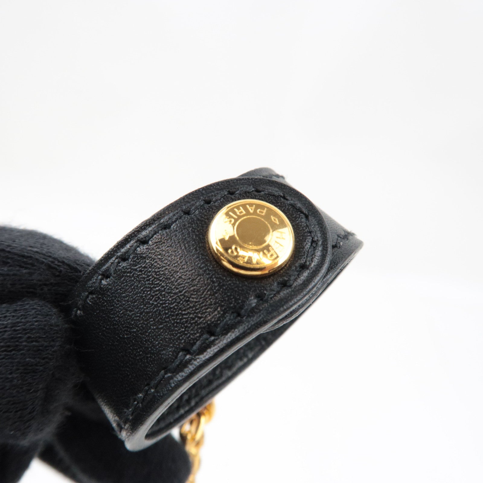 HERMES Glove Holder Box Calf Black Gold HDW *Box