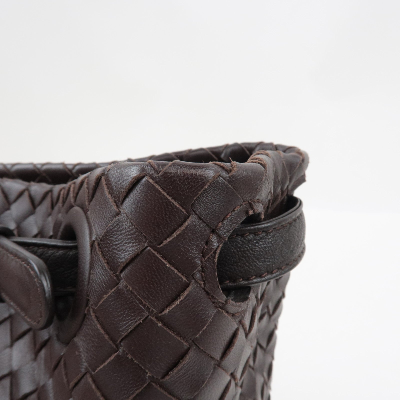 BOTTEGA VENETA Intrecciato Medium Garda Hand Bag Leather Brown 179320 *Dust bag, Mirror