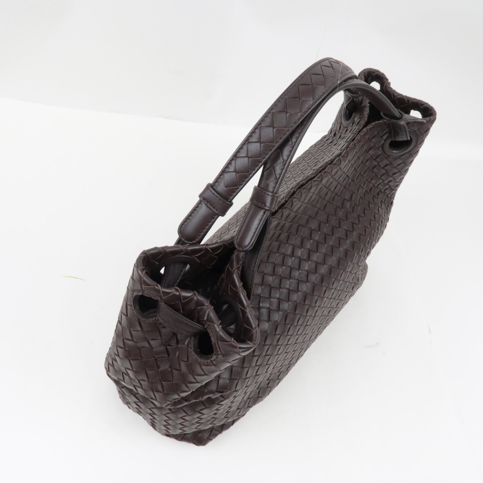 BOTTEGA VENETA Intrecciato Medium Garda Hand Bag Leather Brown 179320 *Dust bag, Mirror