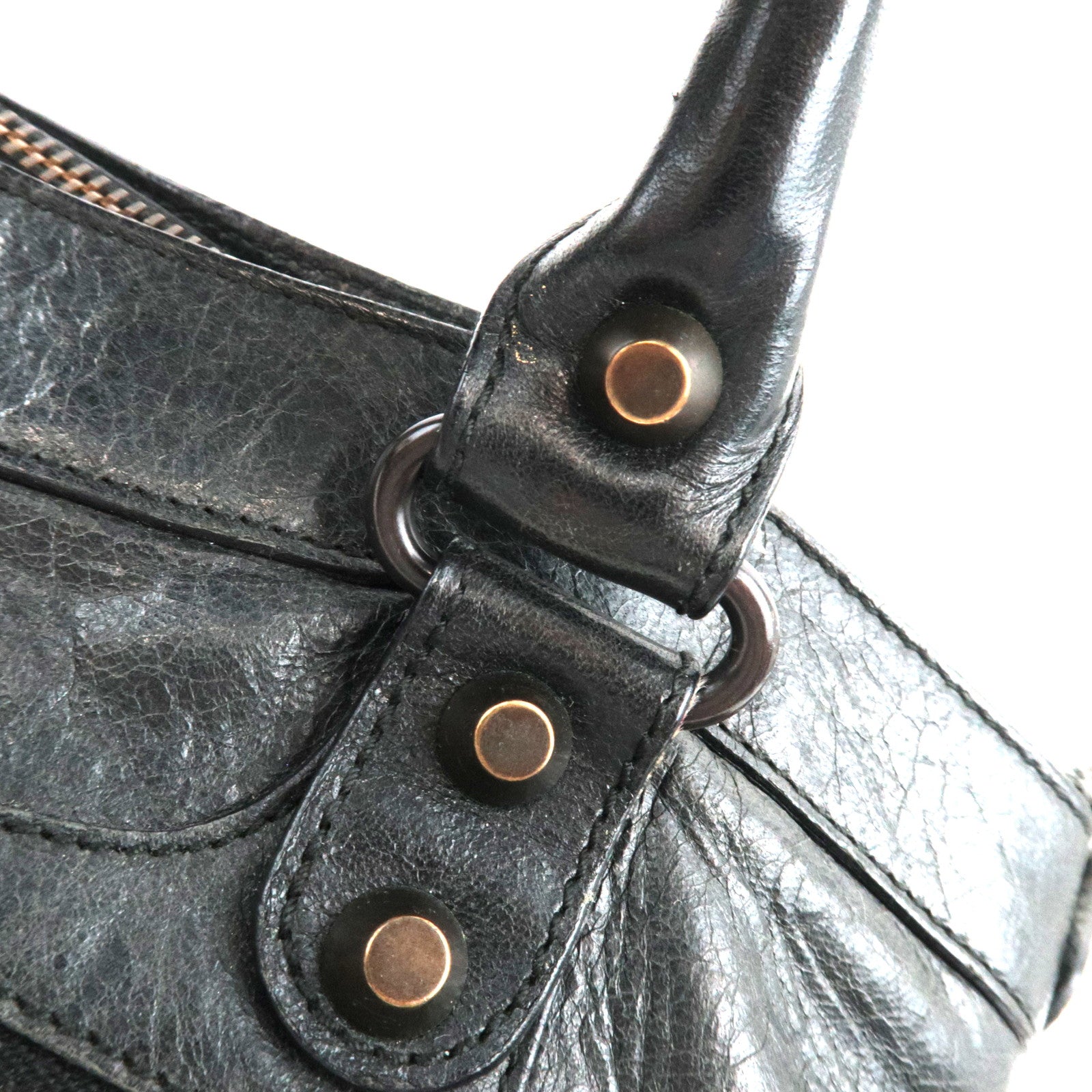 BALENCIAGA The First 2Way Bag Leather Black 103208 *Strap, Mirror