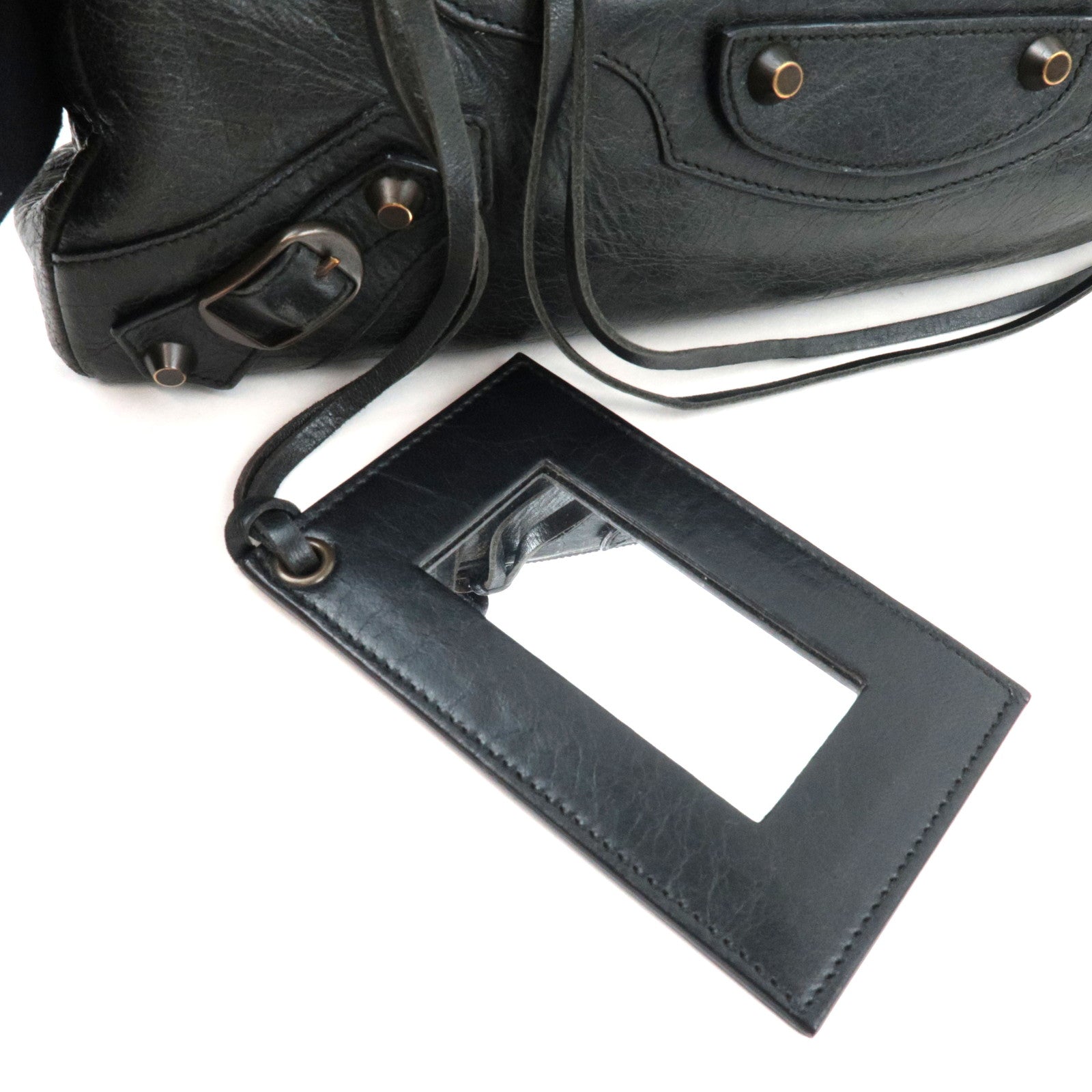 BALENCIAGA The First 2Way Bag Leather Black 103208 *Strap, Mirror