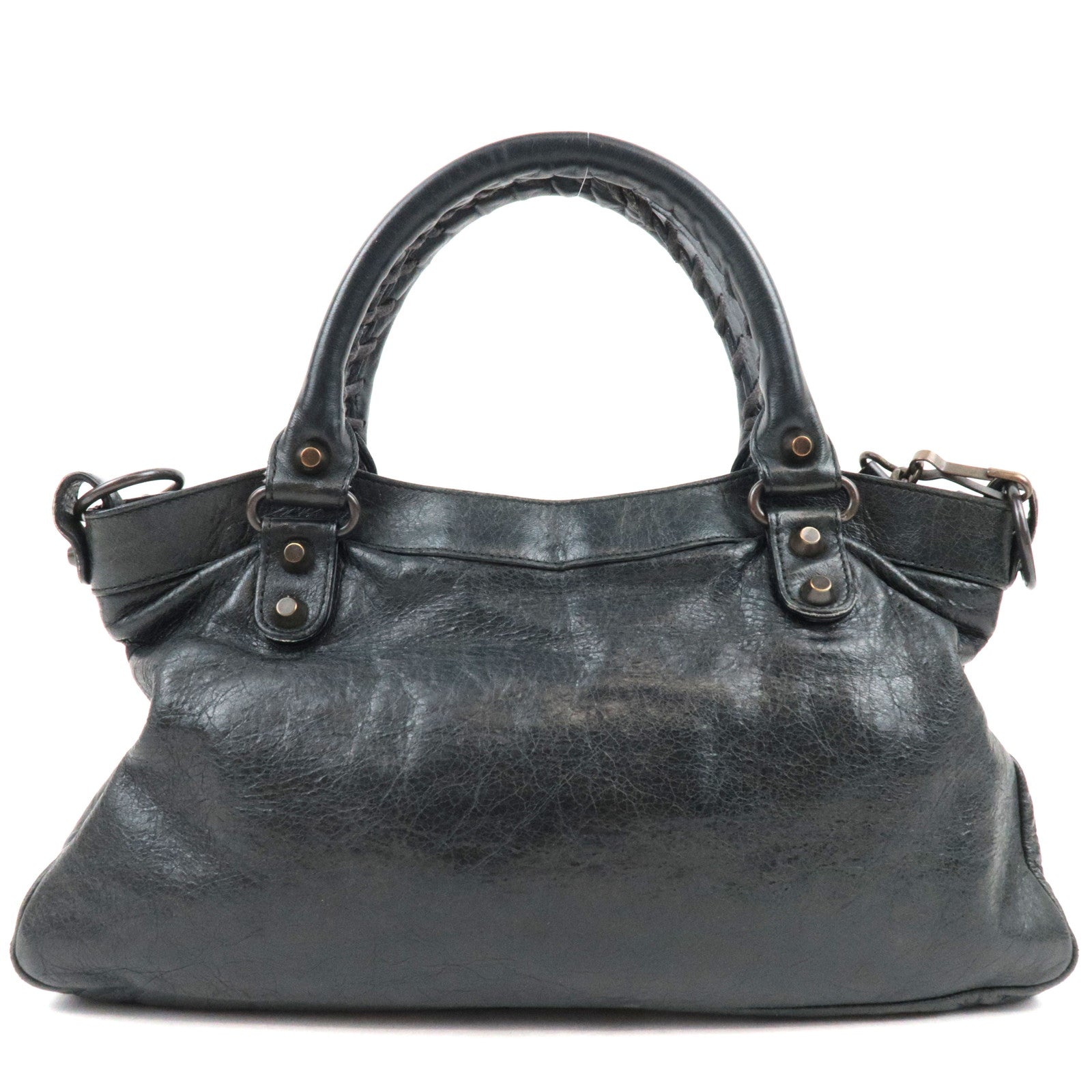 BALENCIAGA The First 2Way Bag Leather Black 103208 *Strap, Mirror