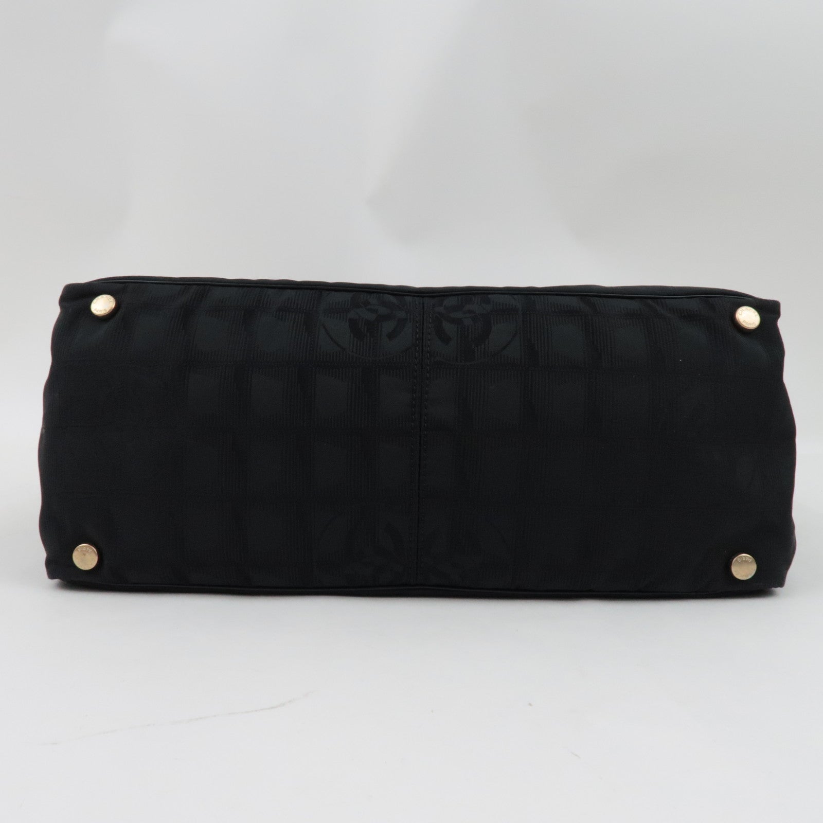 CHANEL New Travel Line Tote MM Nylon Jacquard Leather Black A15991 8888573