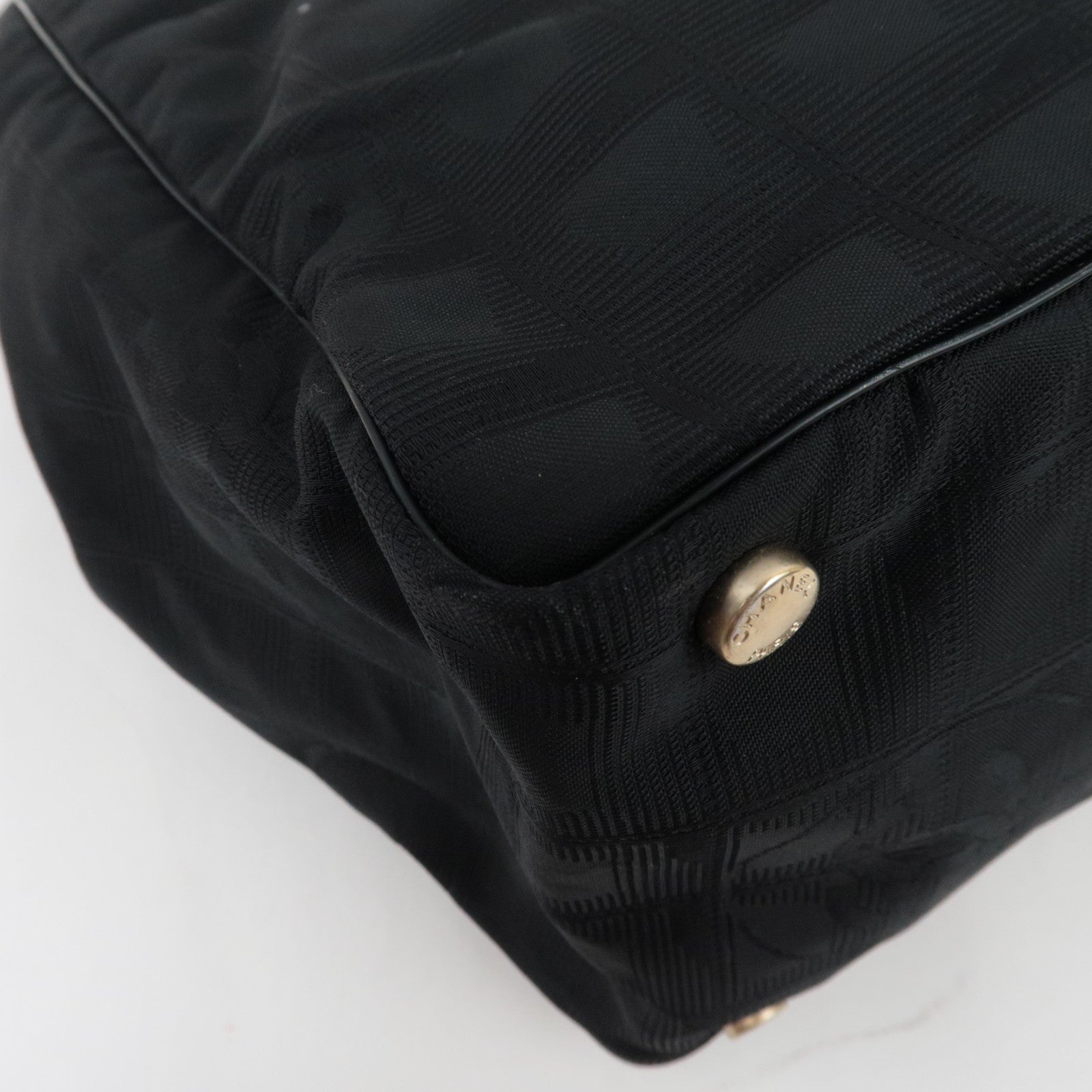 CHANEL New Travel Line Tote MM Nylon Jacquard Leather Black A15991 8888573