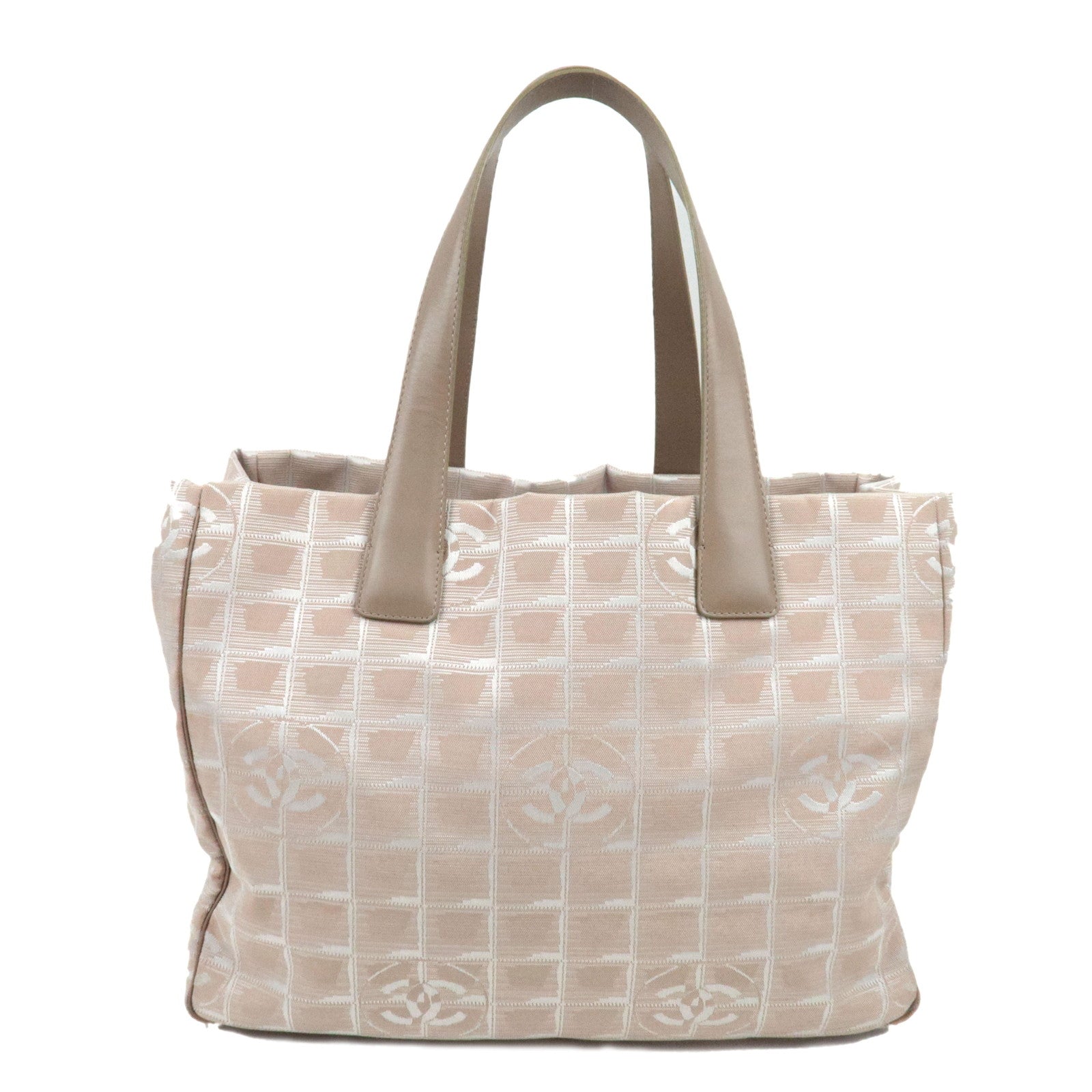 CHANEL New Travel Line Tote MM Nylon Jacquard Leather Beige A15991 8171148 *Dust bag75533