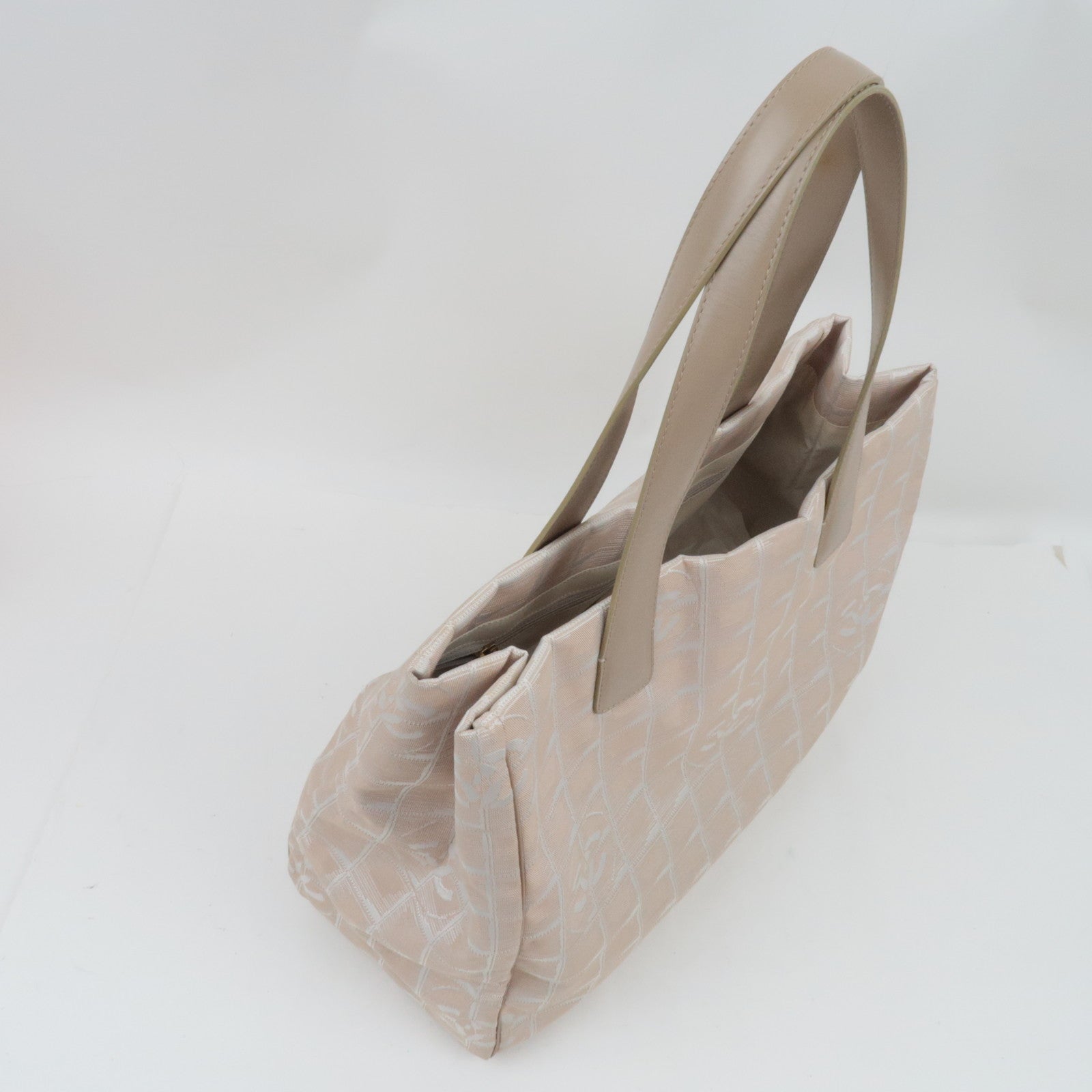 CHANEL New Travel Line Tote MM Nylon Jacquard Leather Beige A15991 8171148 *Dust bag