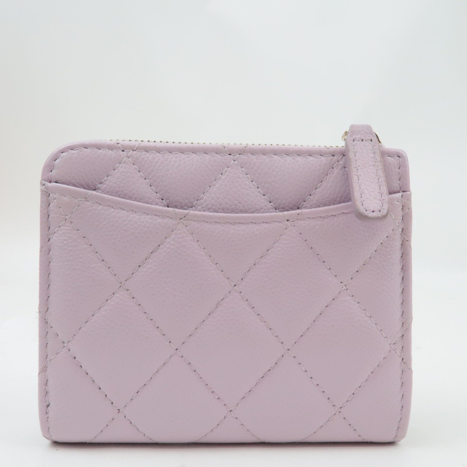 CHANEL Coco Mark Matelasse Round Zipper Wallet Caviar Skin Pink L5GCC257 *Box, Dust bag