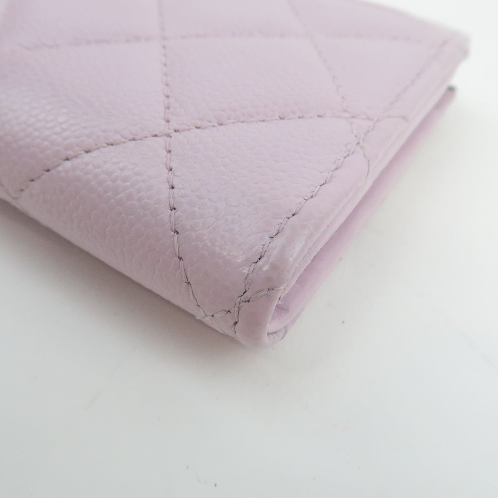 CHANEL Coco Mark Matelasse Round Zipper Wallet Caviar Skin Pink L5GCC257 *Box, Dust bag