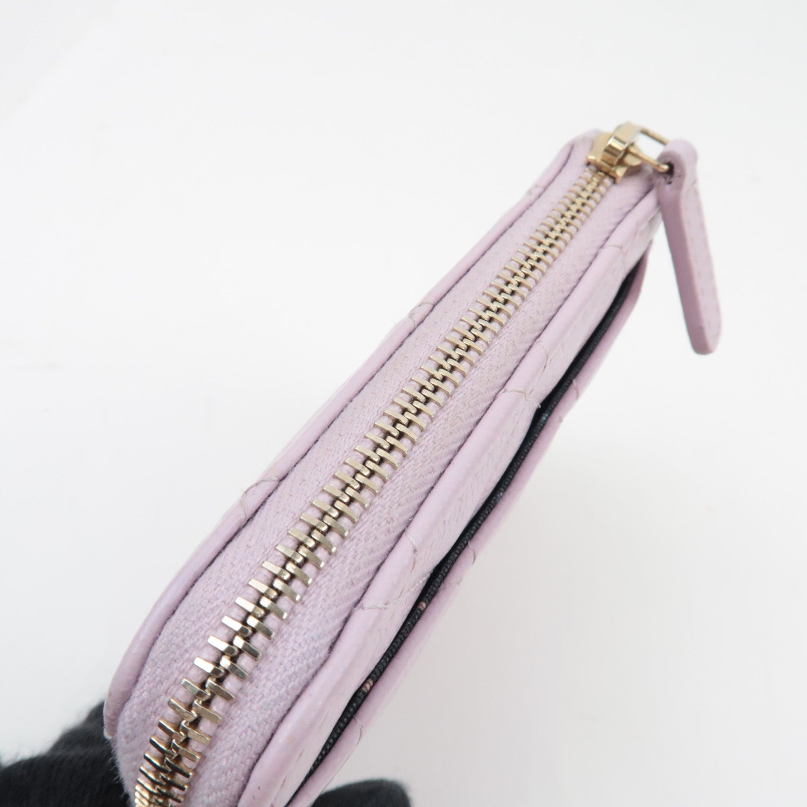 CHANEL Coco Mark Matelasse Round Zipper Wallet Caviar Skin Pink L5GCC257 *Box, Dust bag