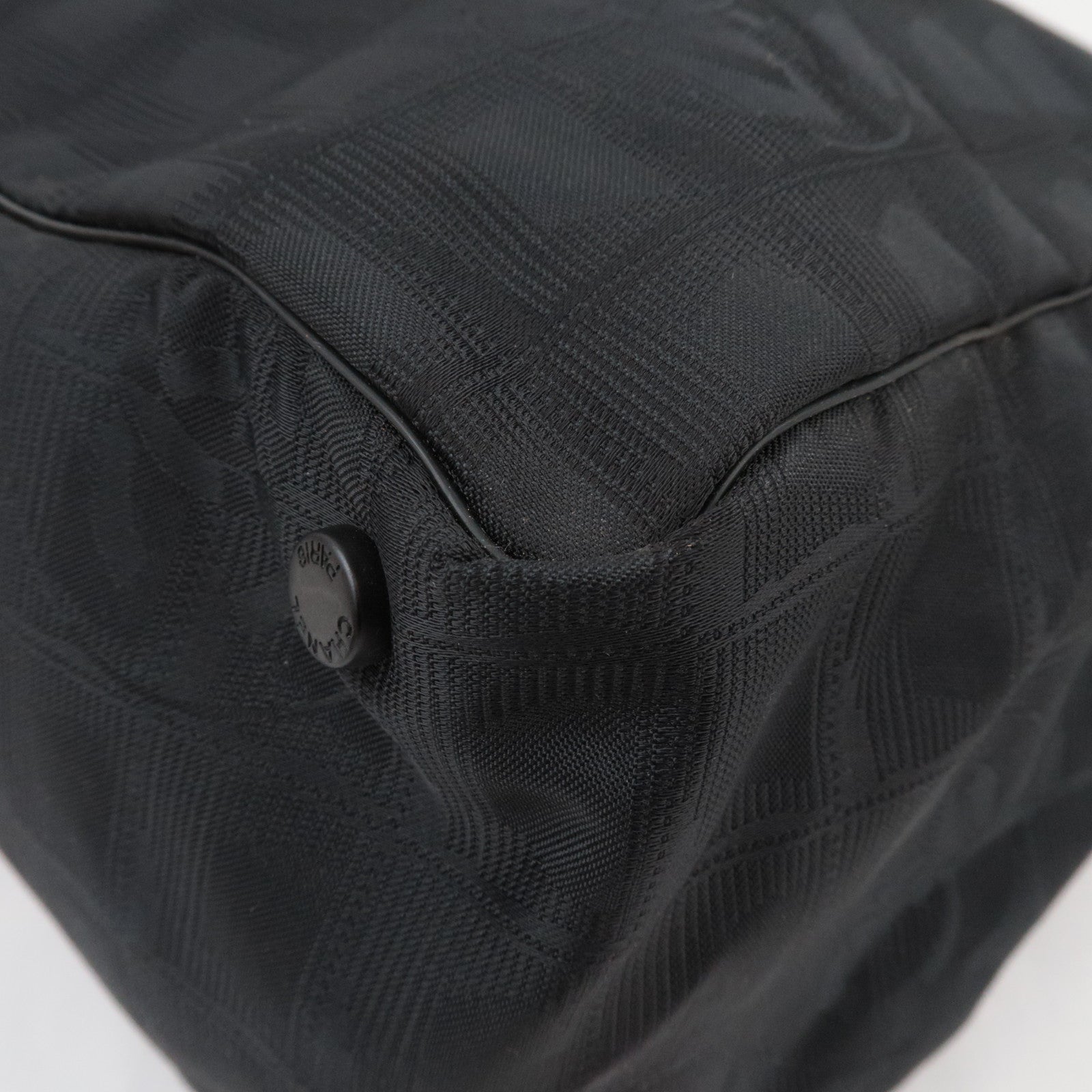 CHANEL New Travel Line MM Tote Bag Nylon Jacquard Black A15991 *Guarantee Card