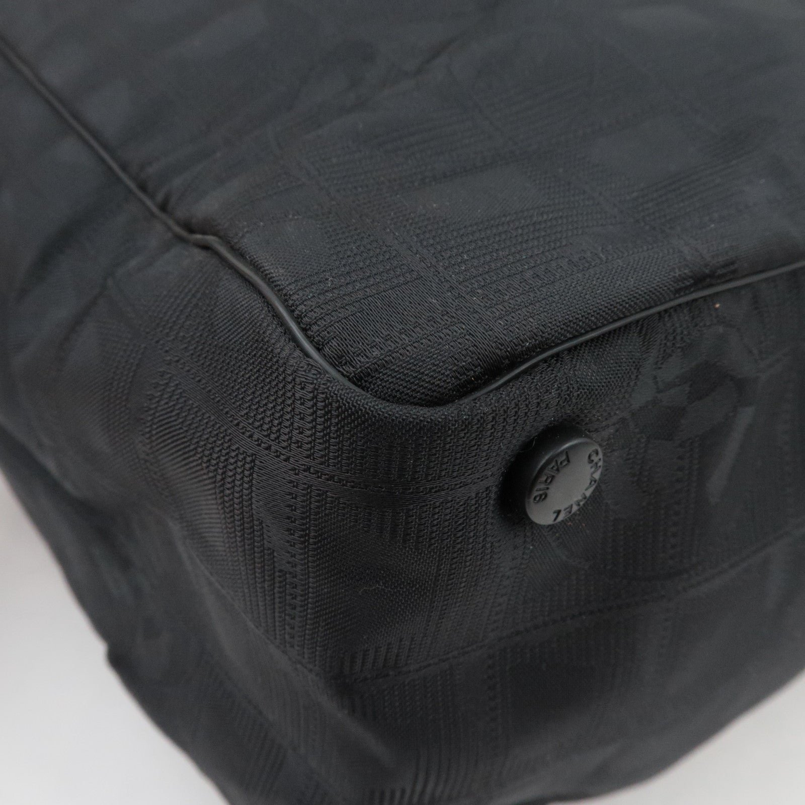 CHANEL New Travel Line MM Tote Bag Nylon Jacquard Black A15991 *Guarantee Card