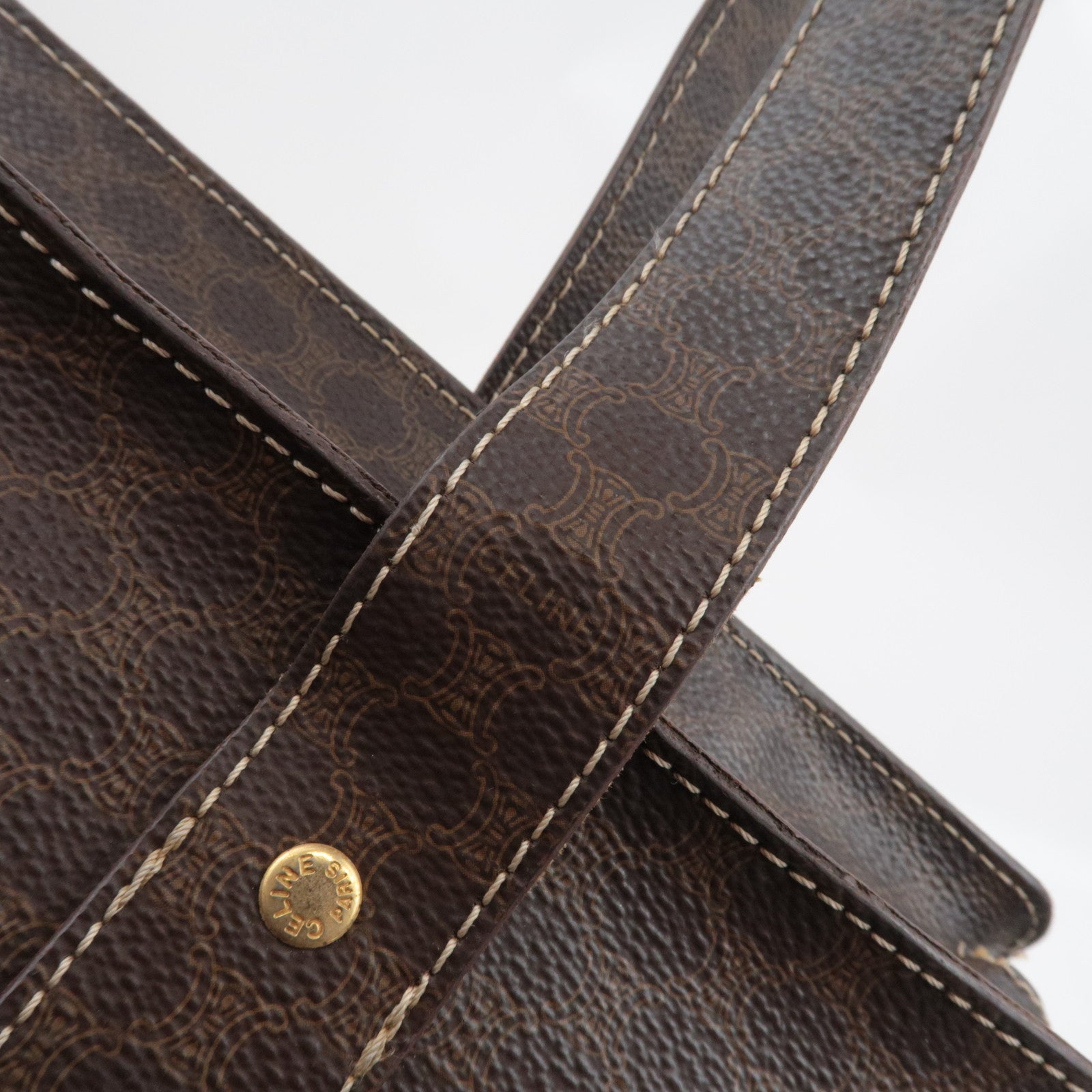 CELINE Macadam Tote Bag PVC Leather Brown