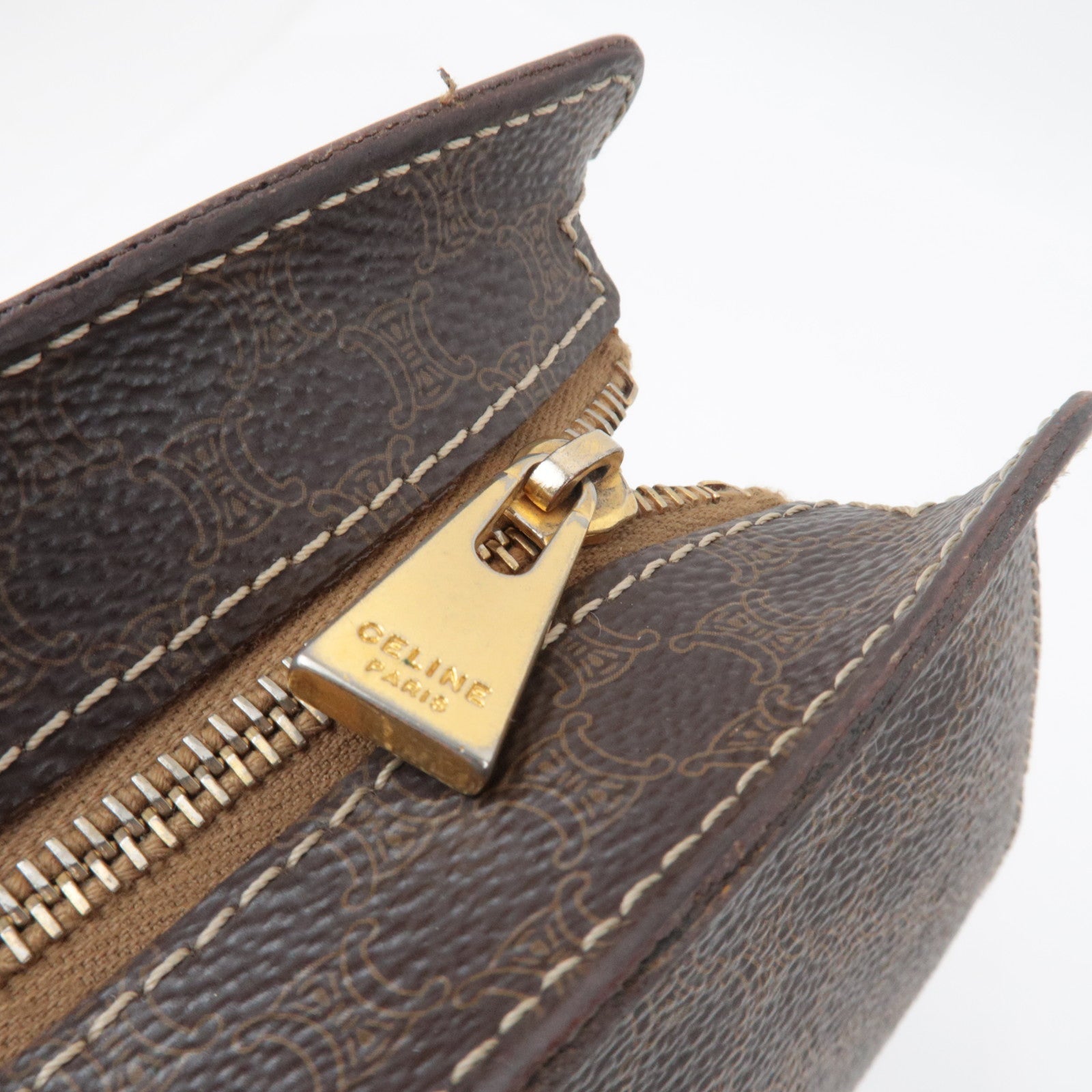 CELINE Macadam Tote Bag PVC Leather Brown