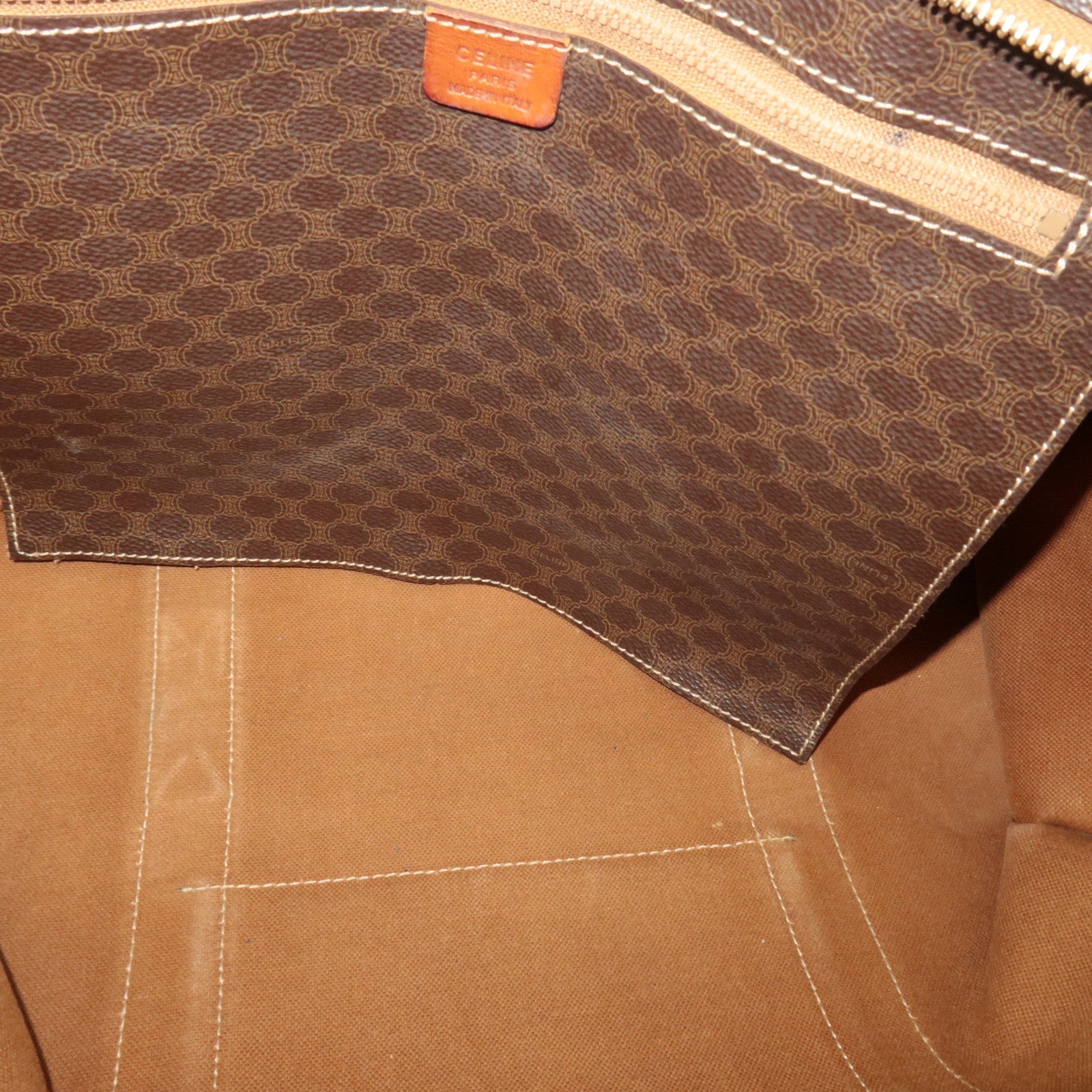 CELINE Macadam Tote Bag PVC Leather Brown