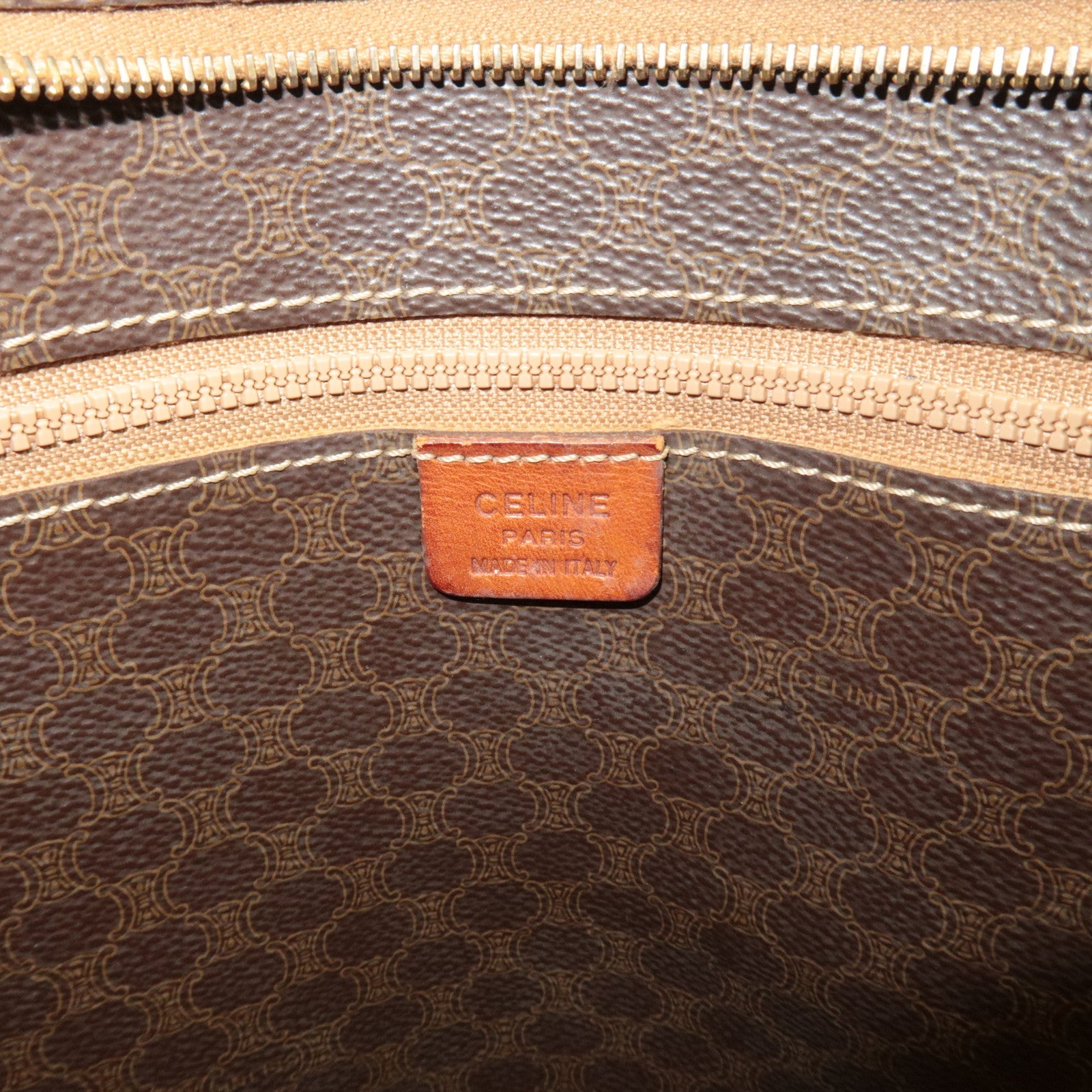 CELINE Macadam Tote Bag PVC Leather Brown